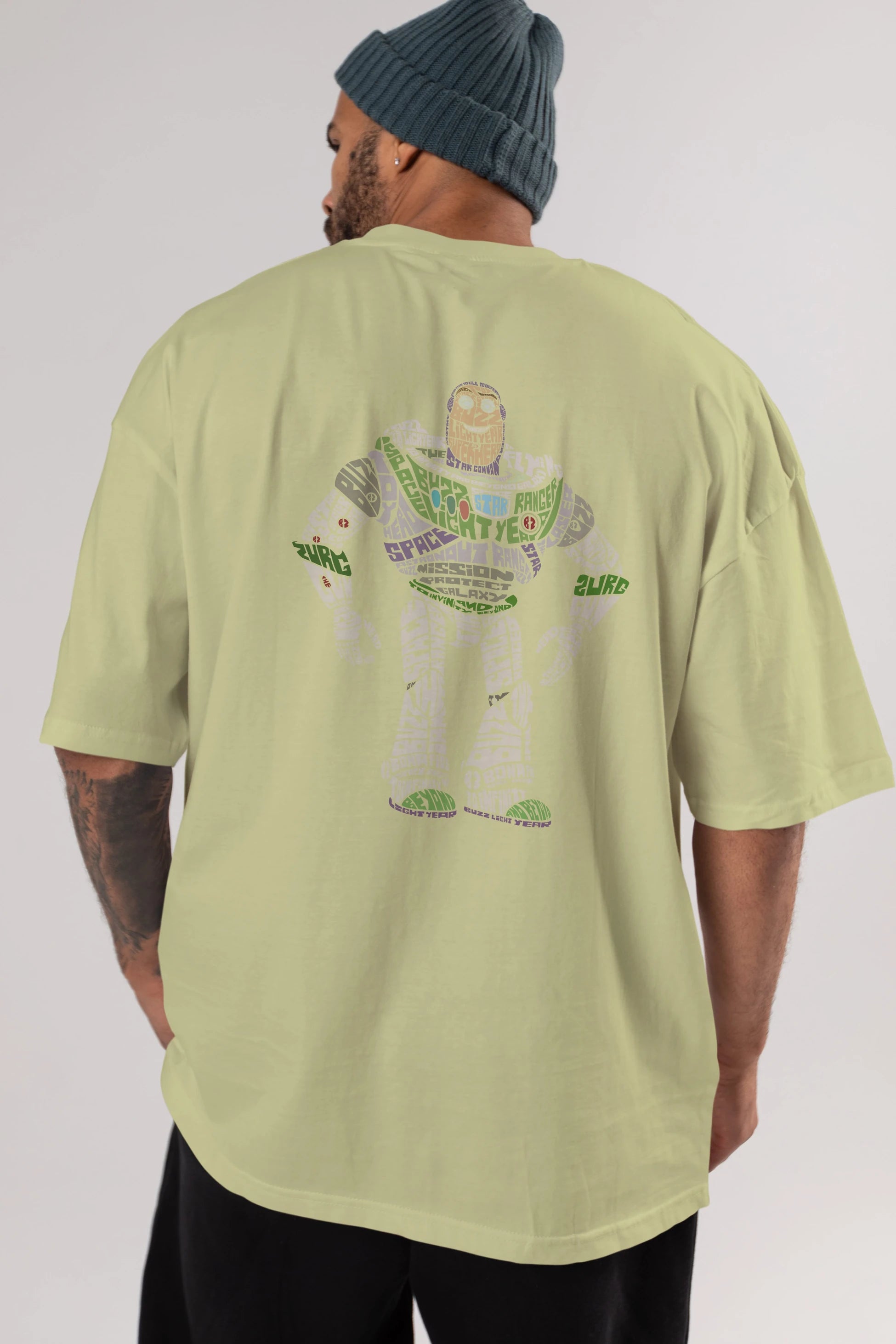 Buzz Arka Baskılı Oversize t-shirt %100 pamuk Erkek Kadın Unisex