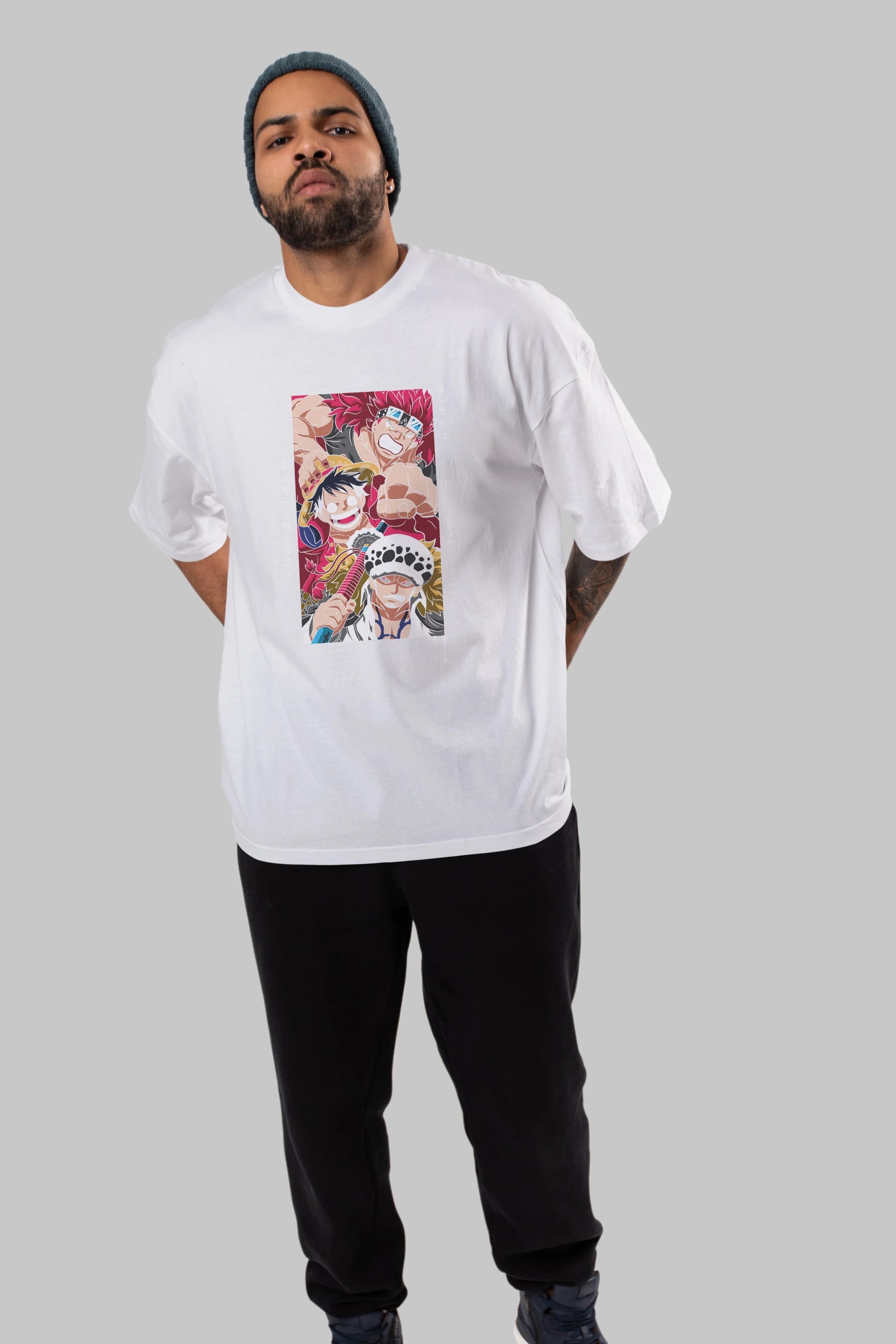 SUPER NOVAS one piece Anime Ön Baskılı Oversize t-shirt %100 pamuk Erkek Kadın Unisex