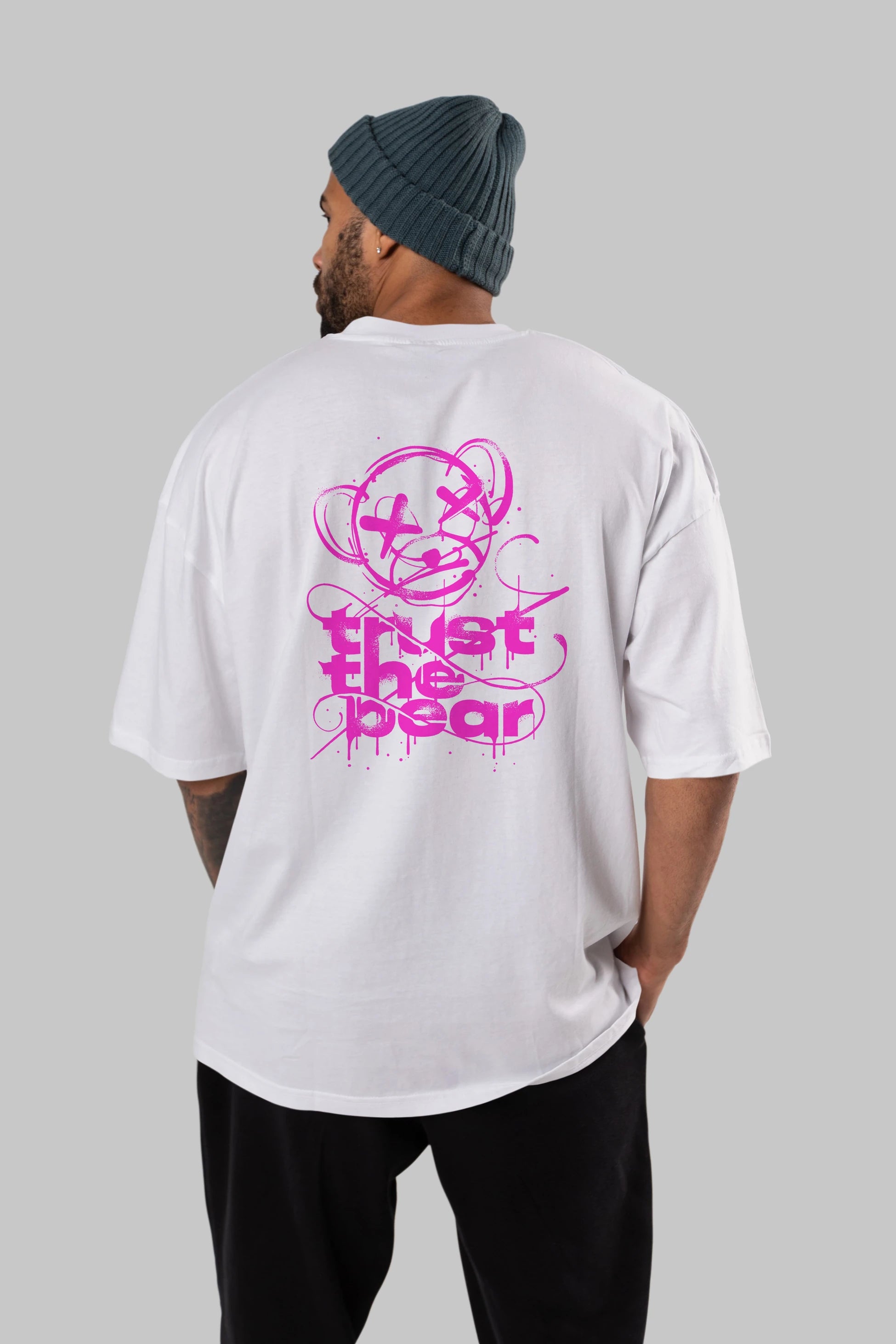 Trust The Bear 2 Arka Baskılı Oversize t-shirt Erkek Kadın Unisex