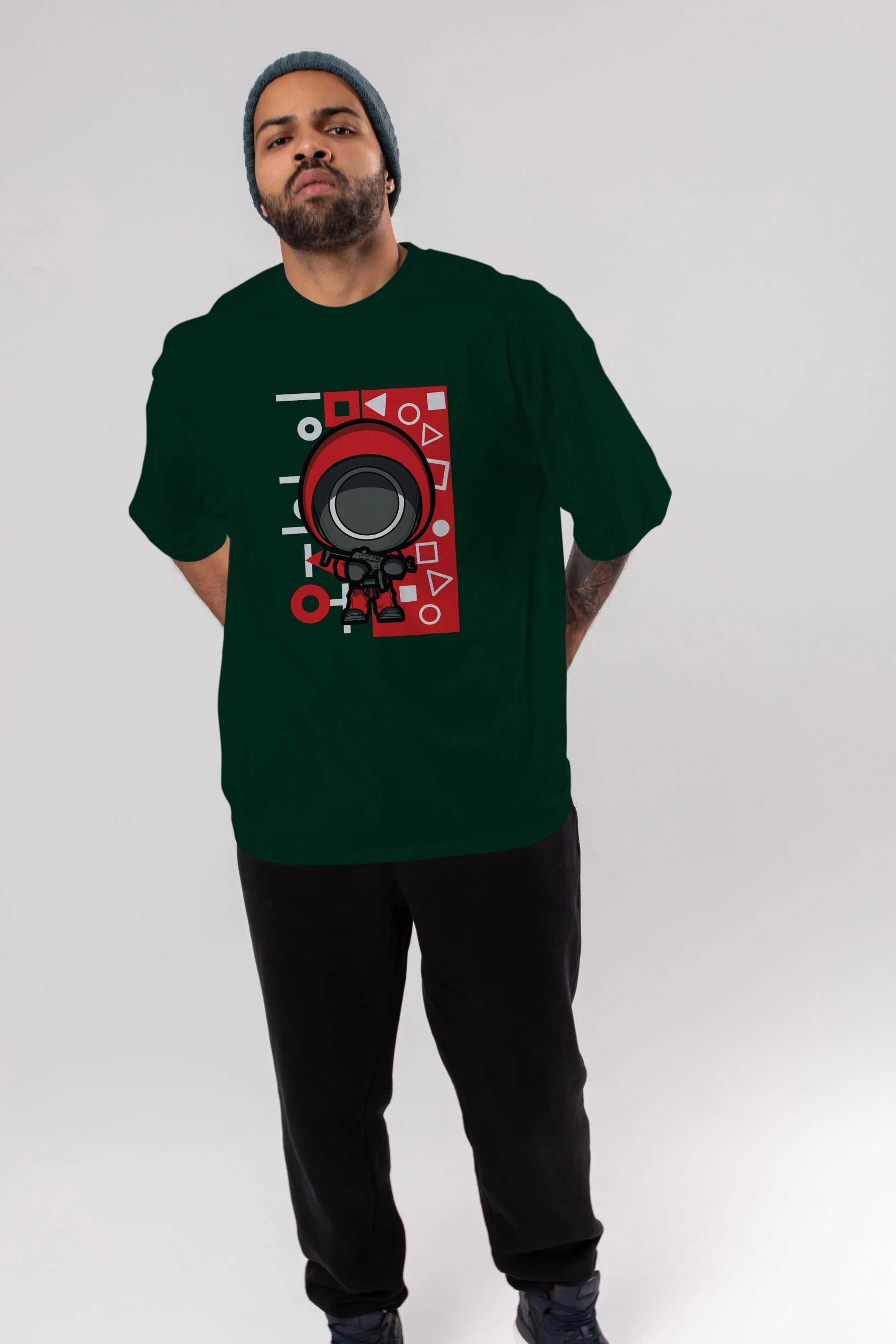 Squid Game (4) Ön Baskılı Oversize t-shirt Erkek Kadın Unisex %100 Pamuk Bisiklet Yaka tişort
