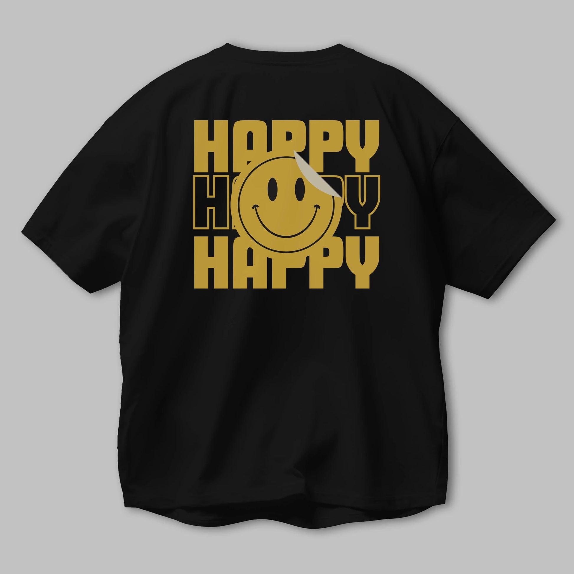 Happy Smile Yazılı Arka Baskılı Oversize t-shirt Erkek Kadın Unisex