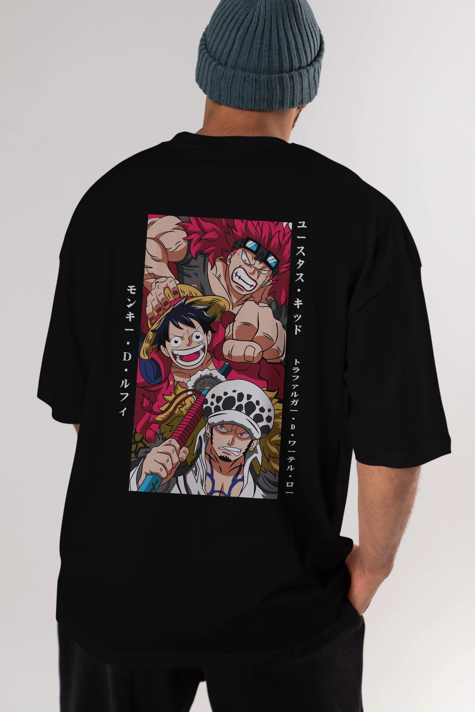 SUPER NOVAS one piece Anime Arka Baskılı Oversize t-shirt Erkek Kadın Unisex