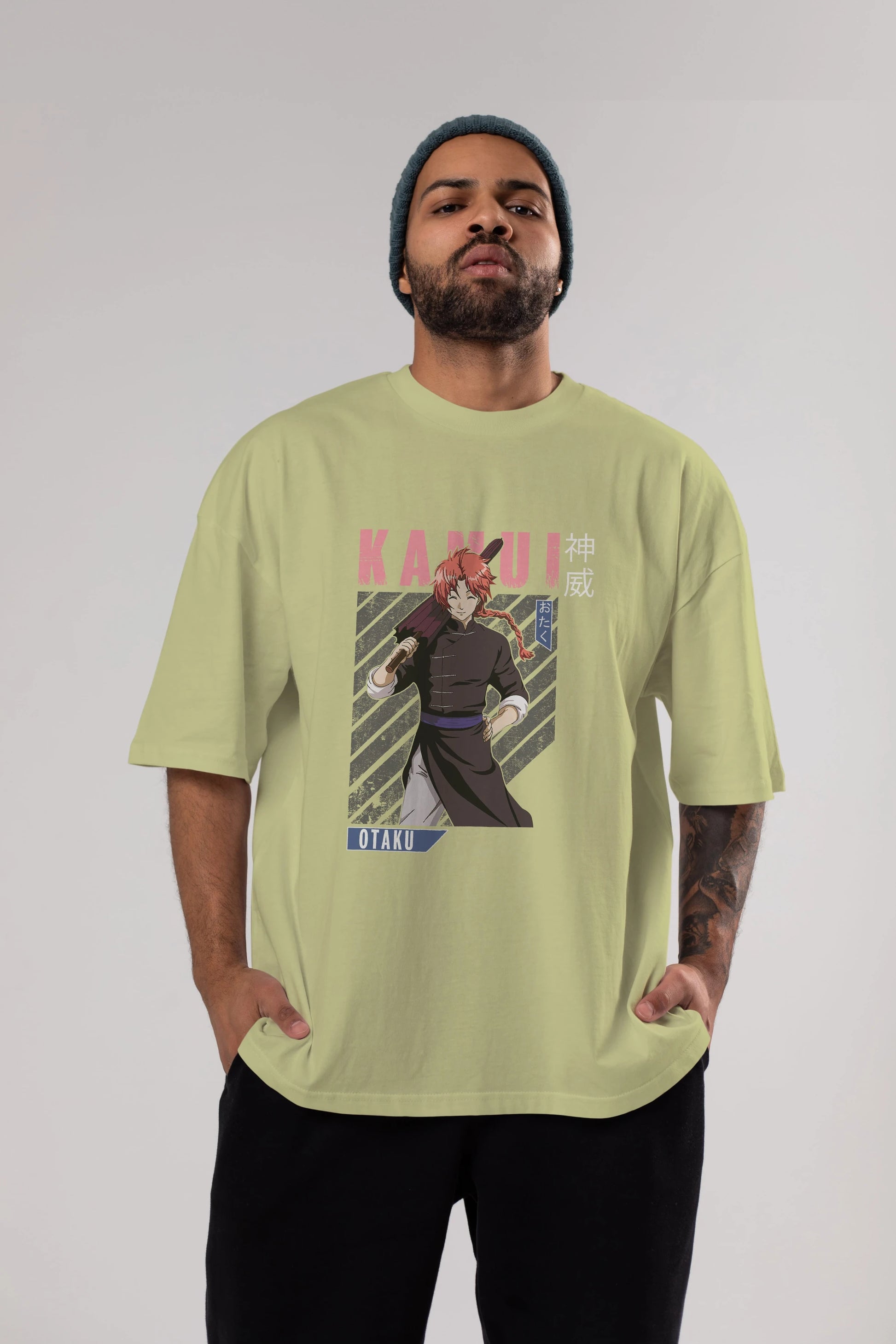 Kamui GINTAMA 1 Anime Ön Baskılı Oversize t-shirt %100 pamuk Erkek Kadın Unisex