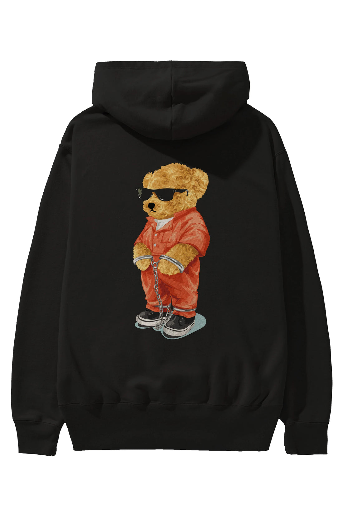 Teddy Bear Kodes Arka Baskılı Hoodie Oversize Kapüşonlu Sweatshirt Erkek Kadın Unisex