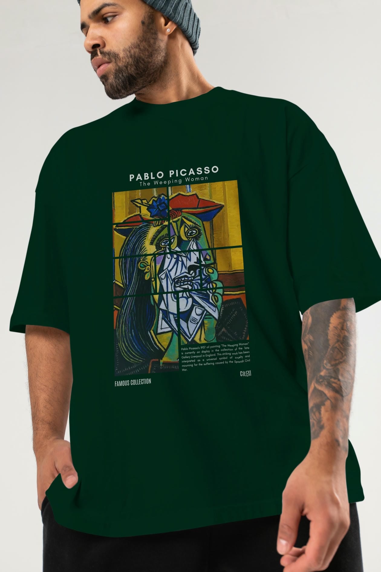 Pablo Picasso ön Baskılı Oversize t-shirt Erkek Kadın Bisiklet Yaka Pamuk tişort
