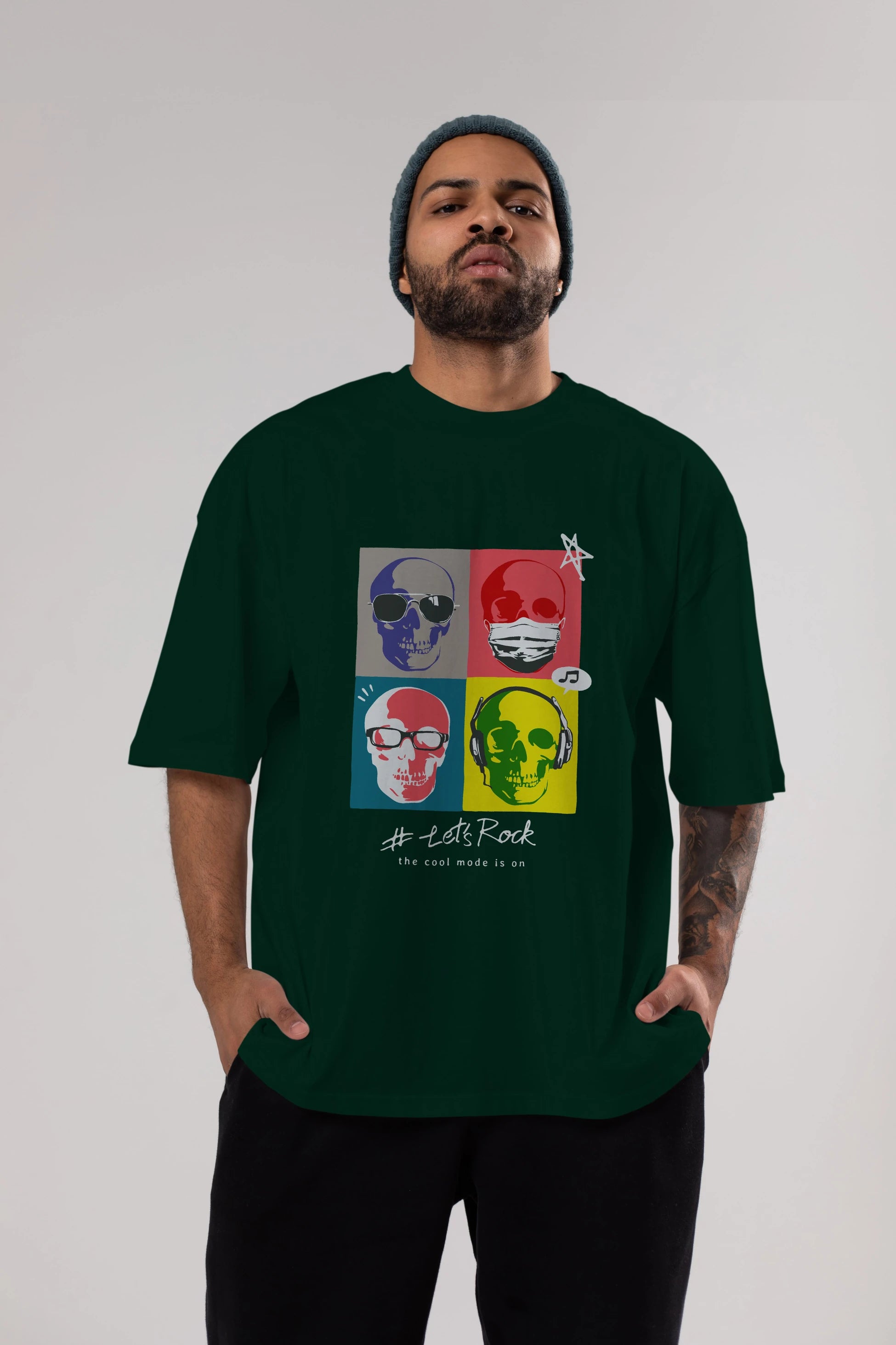 Lets Rock Ön Baskılı Oversize t-shirt Erkek Kadın Unisex
