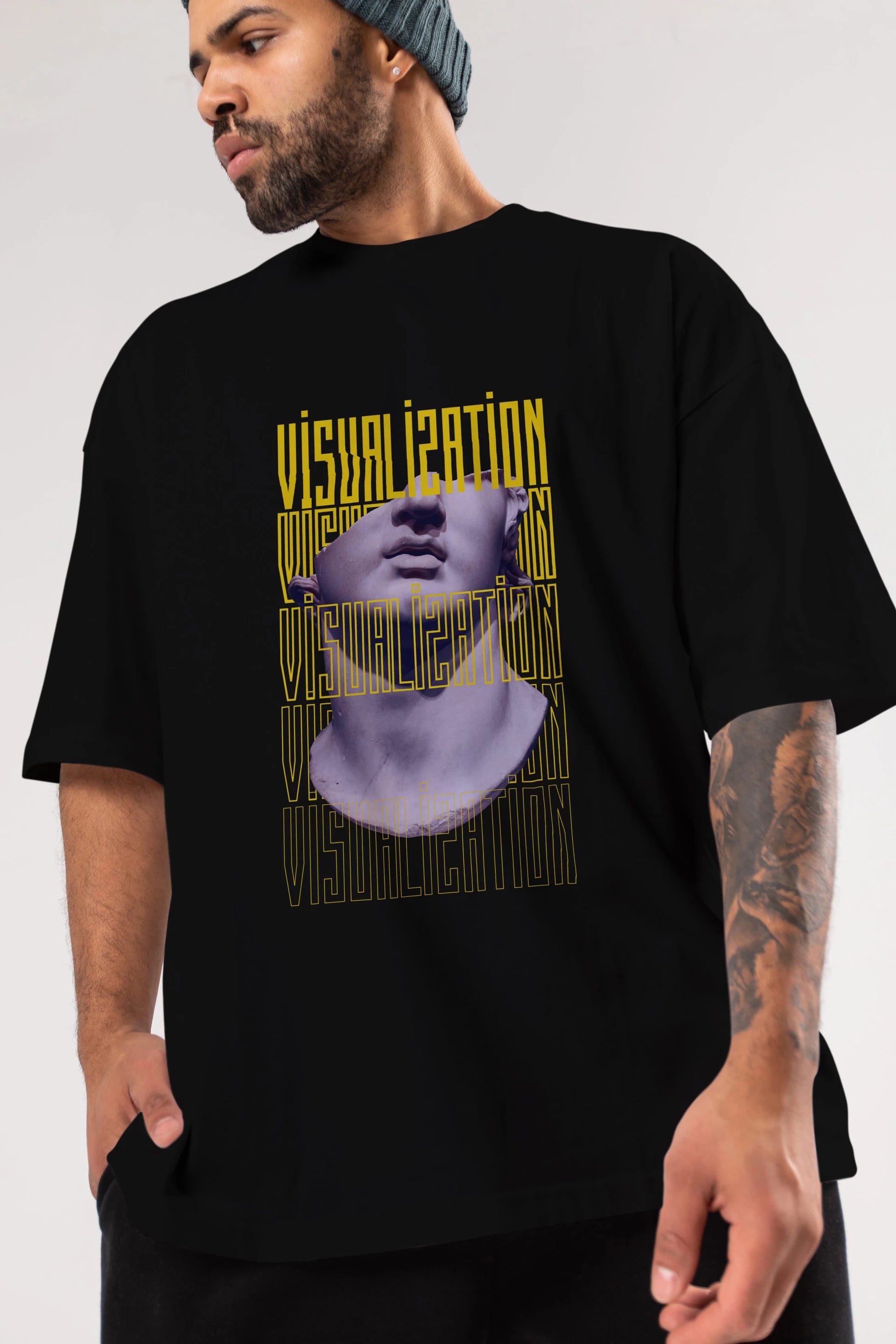 Visualization Yazılı Ön Baskılı Oversize t-shirt Erkek Kadın Unisex