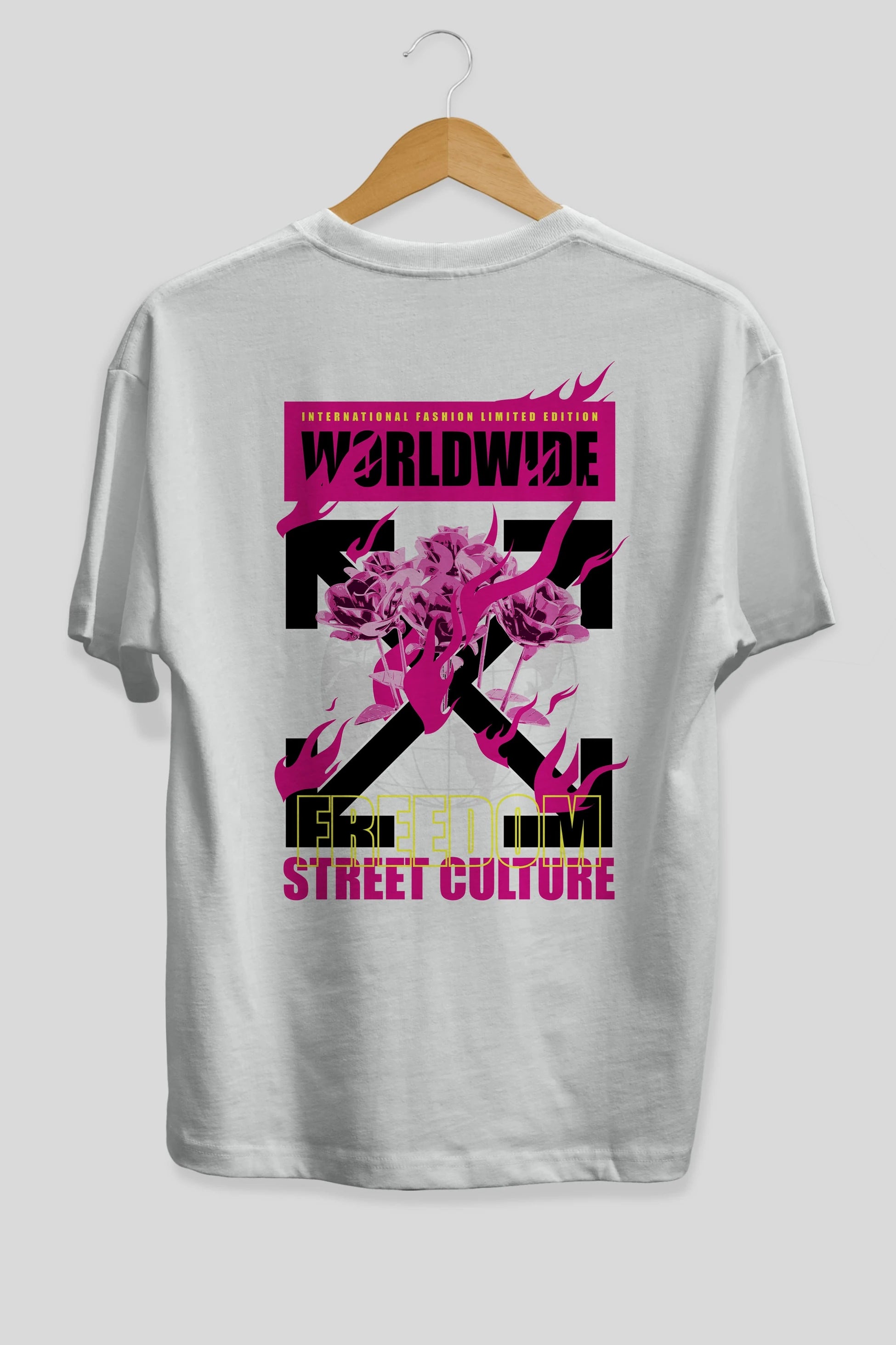 Freedom Street Culture Arka Baskılı Oversize t-shirt Erkek Kadın Unisex