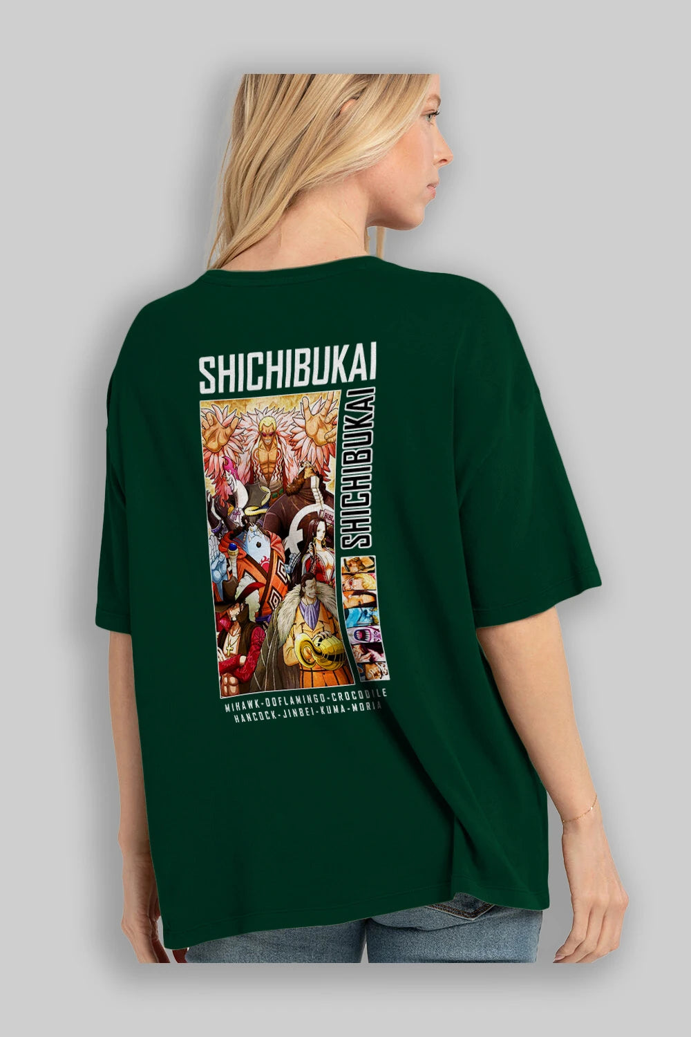 Shichibukai Anime Arka Baskılı Oversize t-shirt Erkek Kadın Unisex %100 pamuk tişort