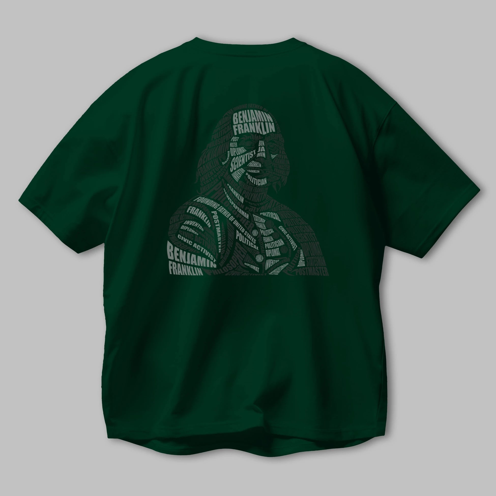 Benjamin Franklin Calligram Arka Baskılı Oversize t-shirt %100 pamuk Erkek Kadın Unisex