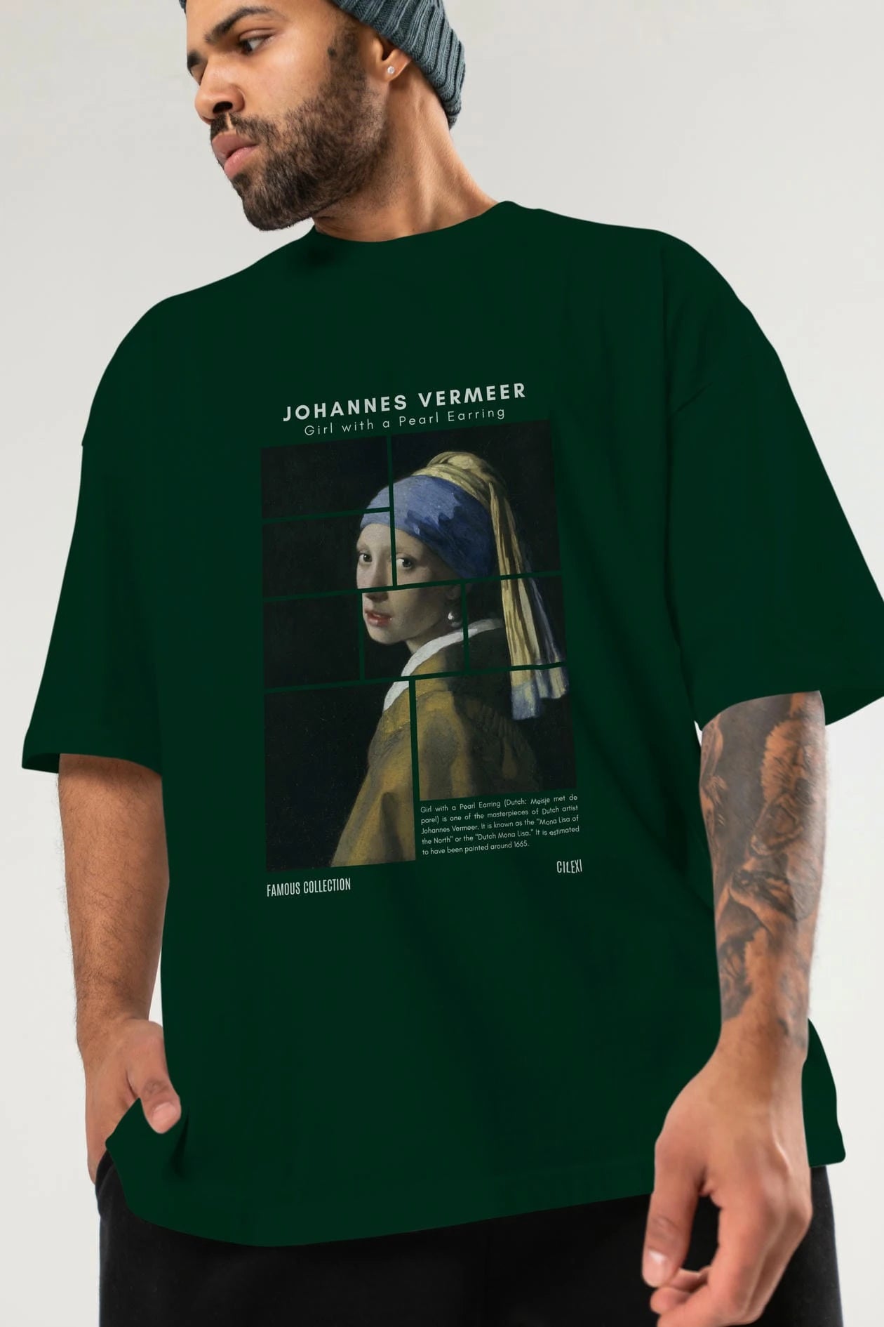 Johannes Vermeer ön Baskılı Oversize t-shirt Erkek Kadın Bisiklet Yaka Pamuk tişort