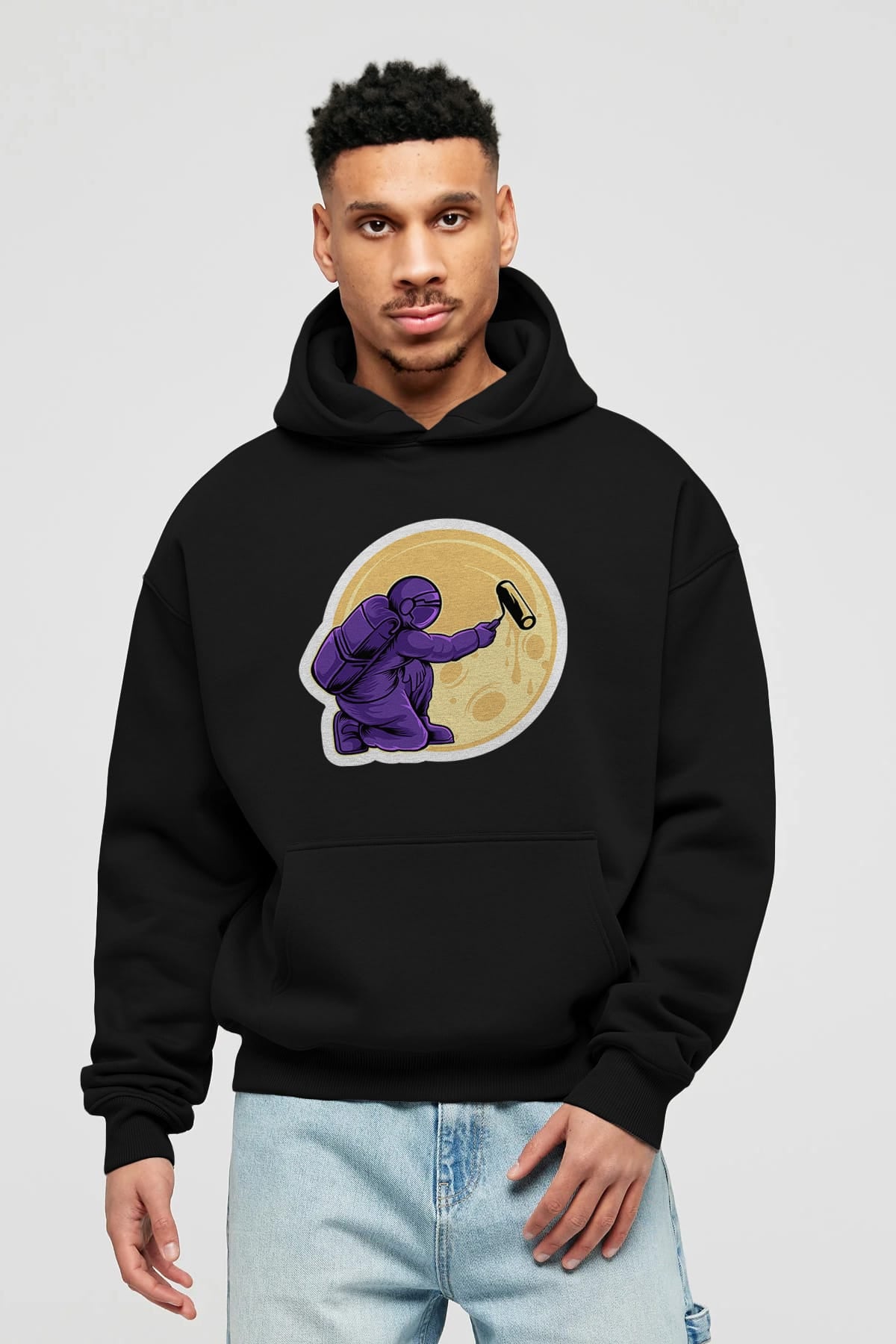 Astropaint Sticker Ön Baskılı Hoodie Oversize Kapüşonlu Sweatshirt Erkek Kadın Unisex