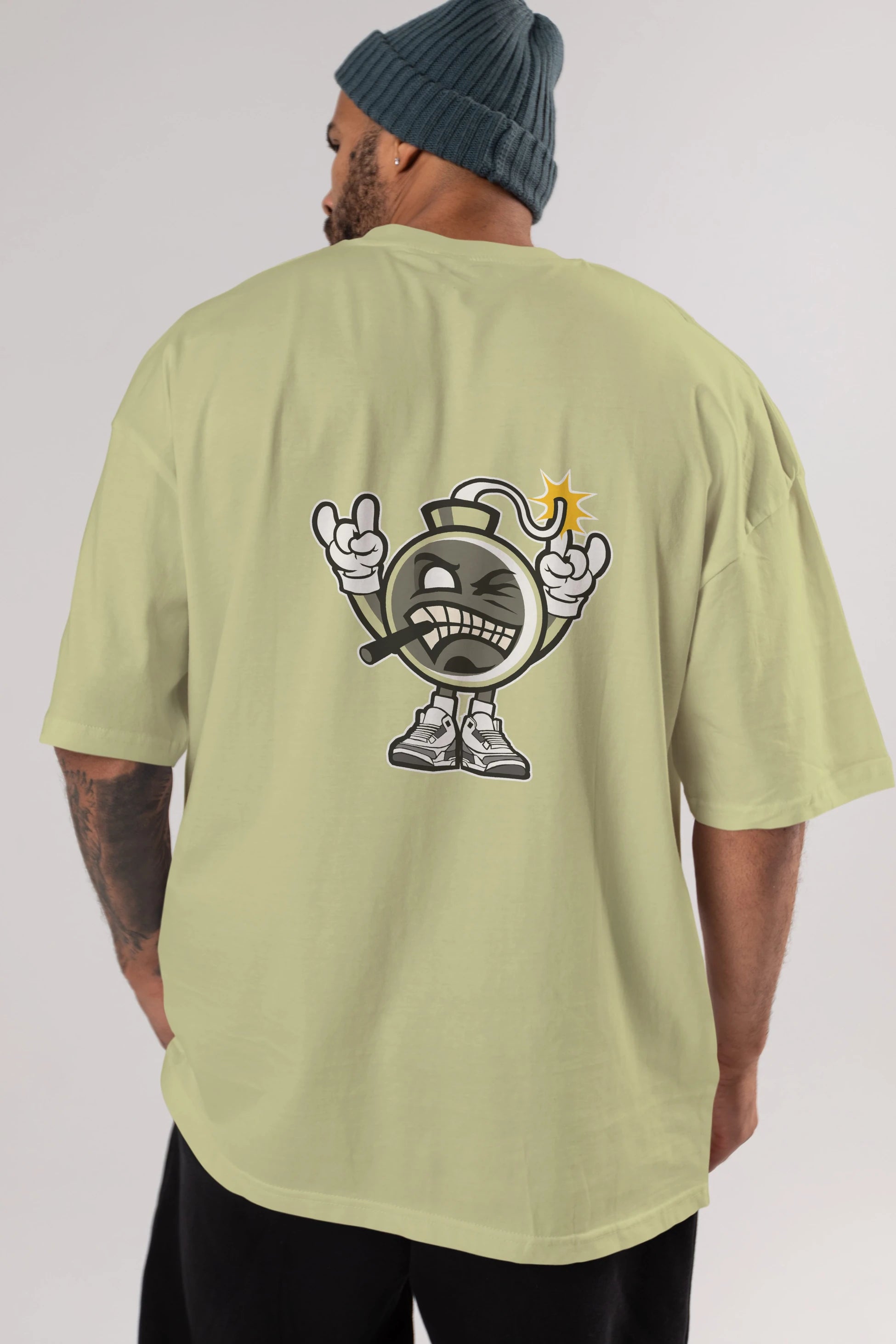 Evil Bomb Arka Baskılı Oversize t-shirt Erkek Kadın Unisex %100 Pamuk tişort