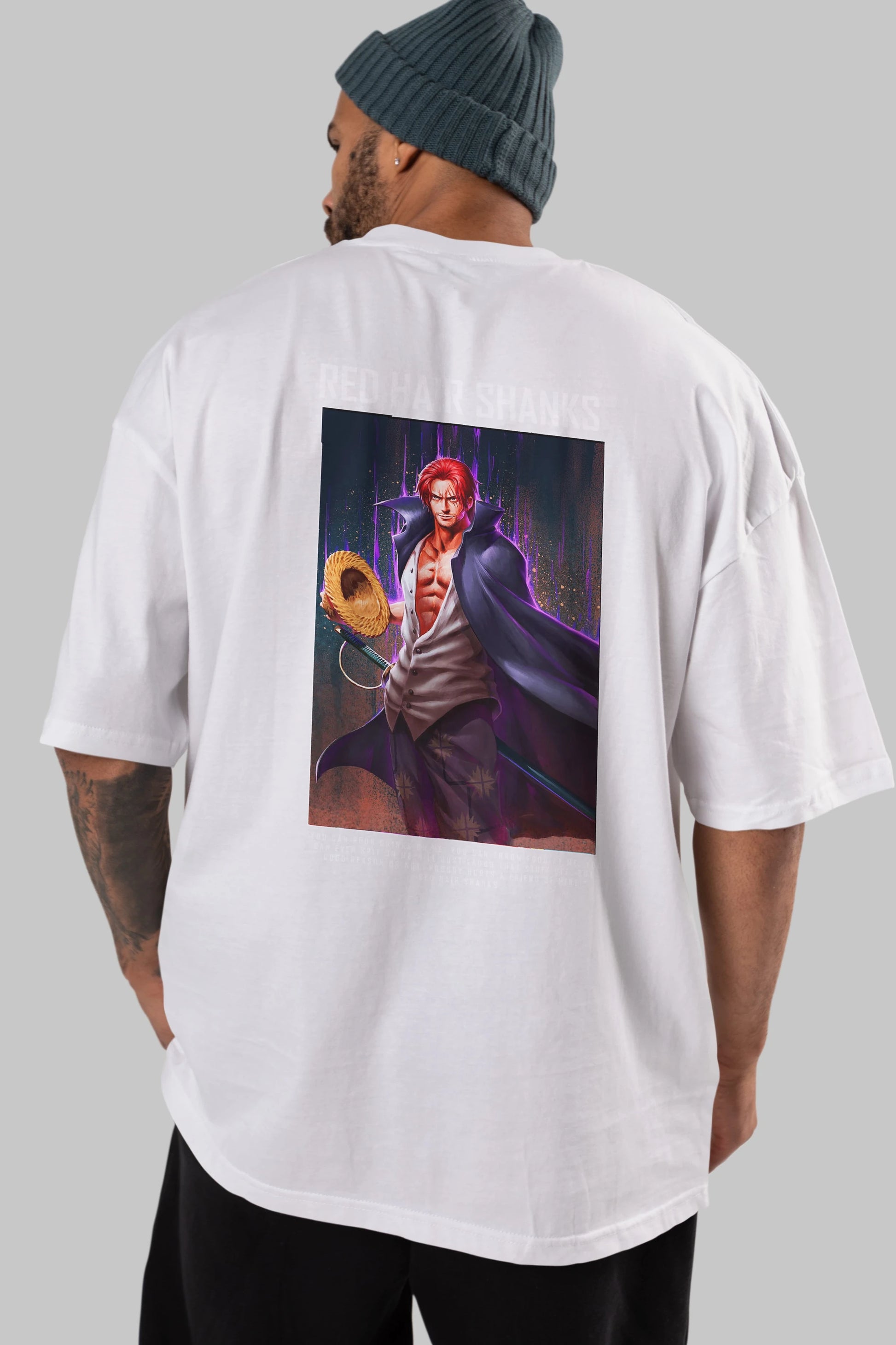 Shanks Anime Arka Baskılı Oversize t-shirt Erkek Kadın Unisex %100 pamuk tişort