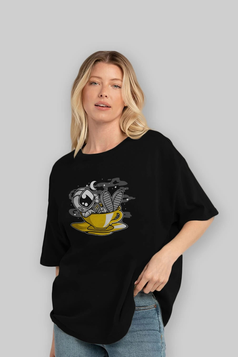 Astronaut Relax Ön Baskılı Oversize t-shirt Erkek Kadın Unisex