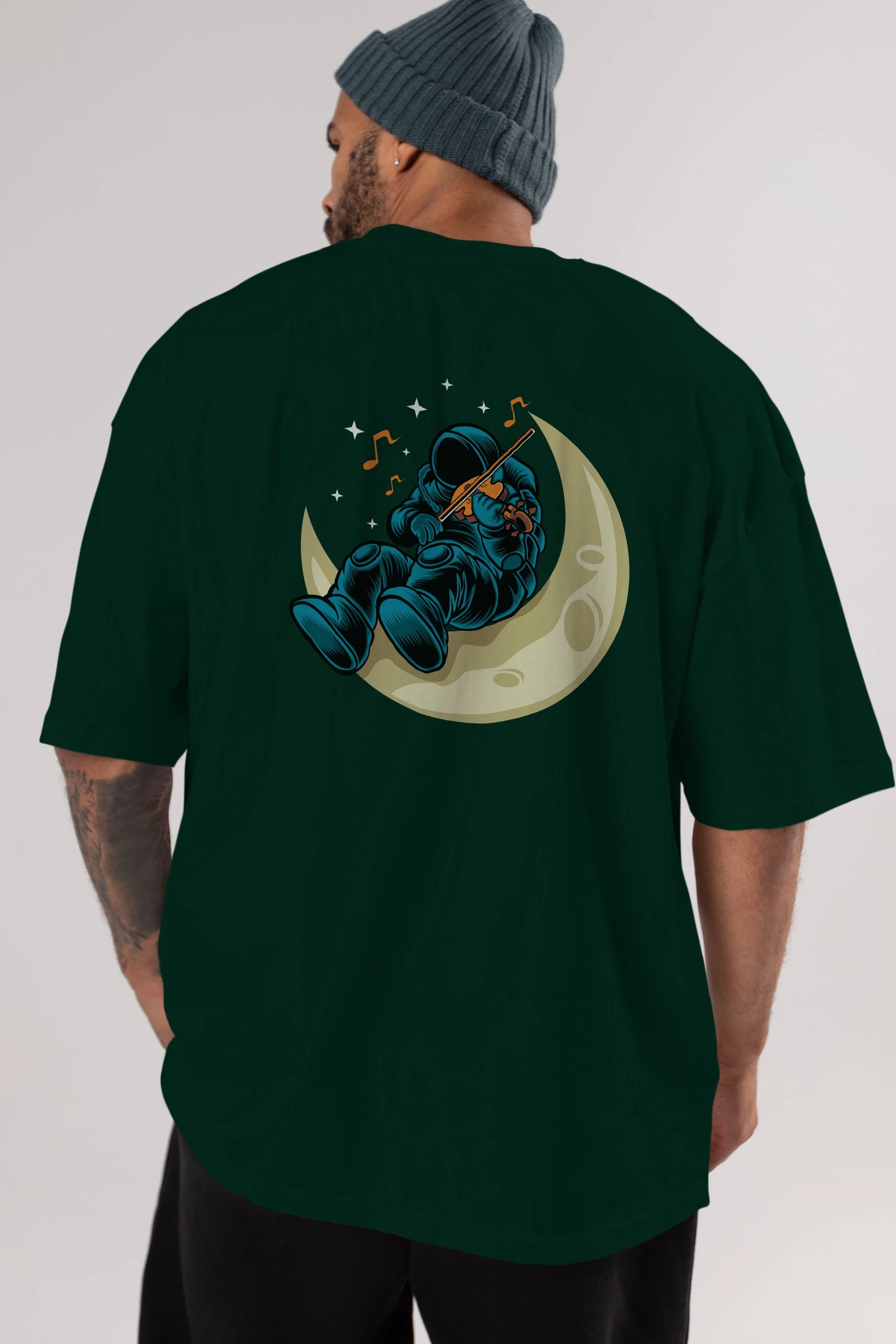 Playing Vionist in Space Arka Baskılı Oversize t-shirt Erkek Kadın Unisex