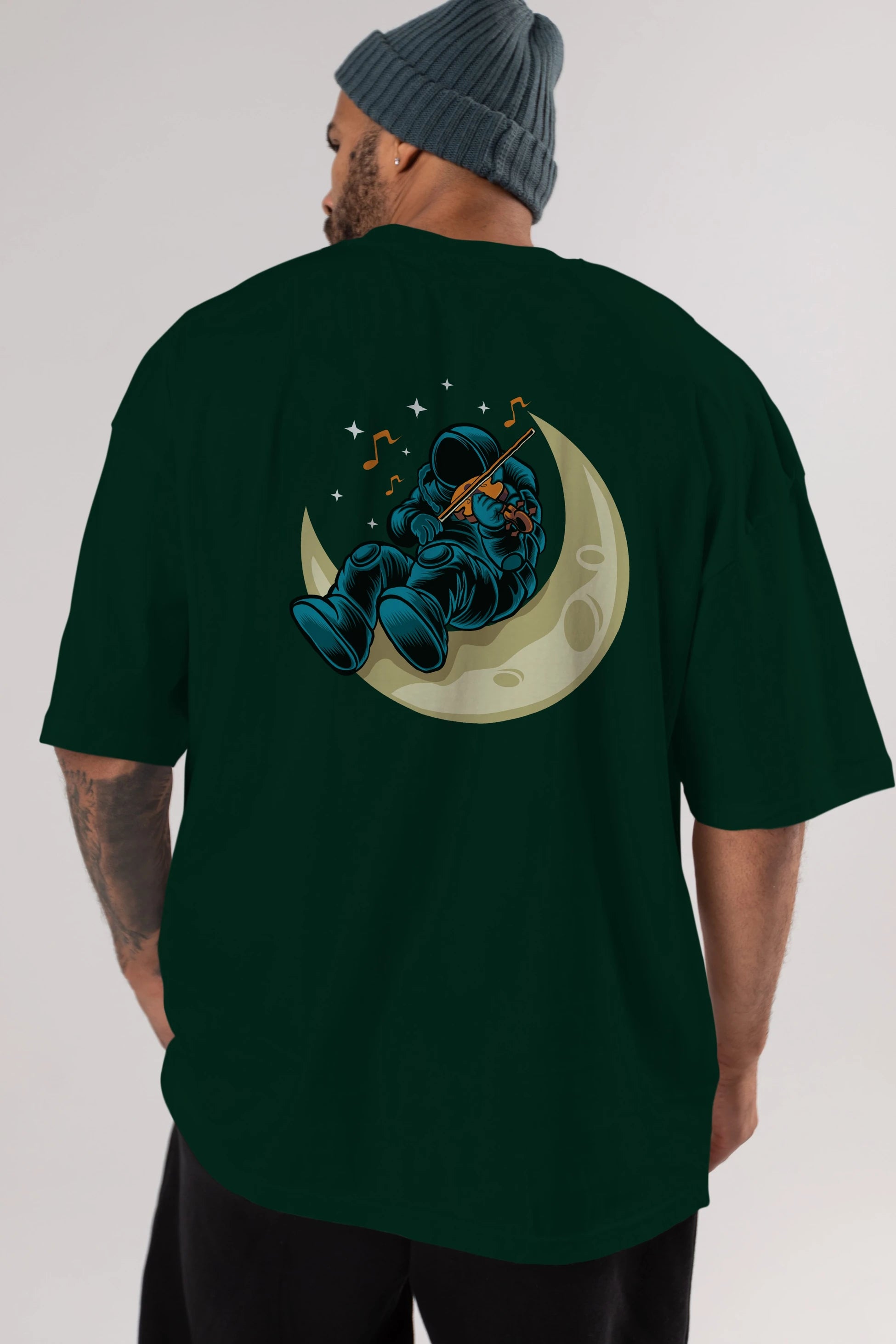Playing Vionist in Space Arka Baskılı Oversize t-shirt Erkek Kadın Unisex