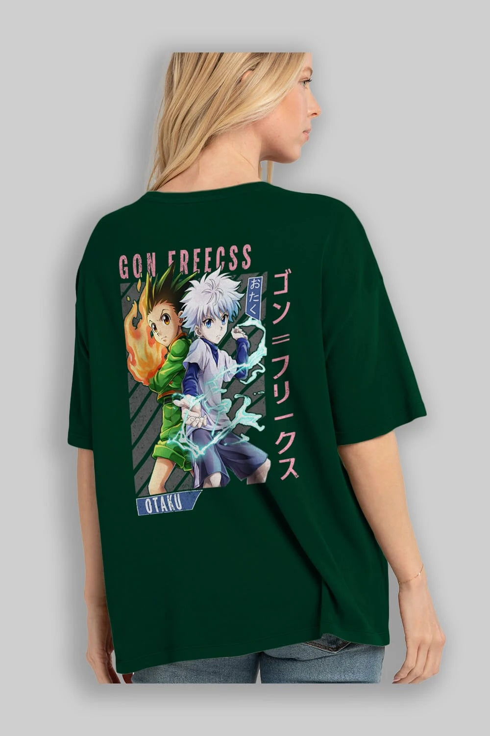 Gon Freecss HUNTER X HUNTER 1 Anime Arka Baskılı Oversize t-shirt Erkek Kadın Unisex