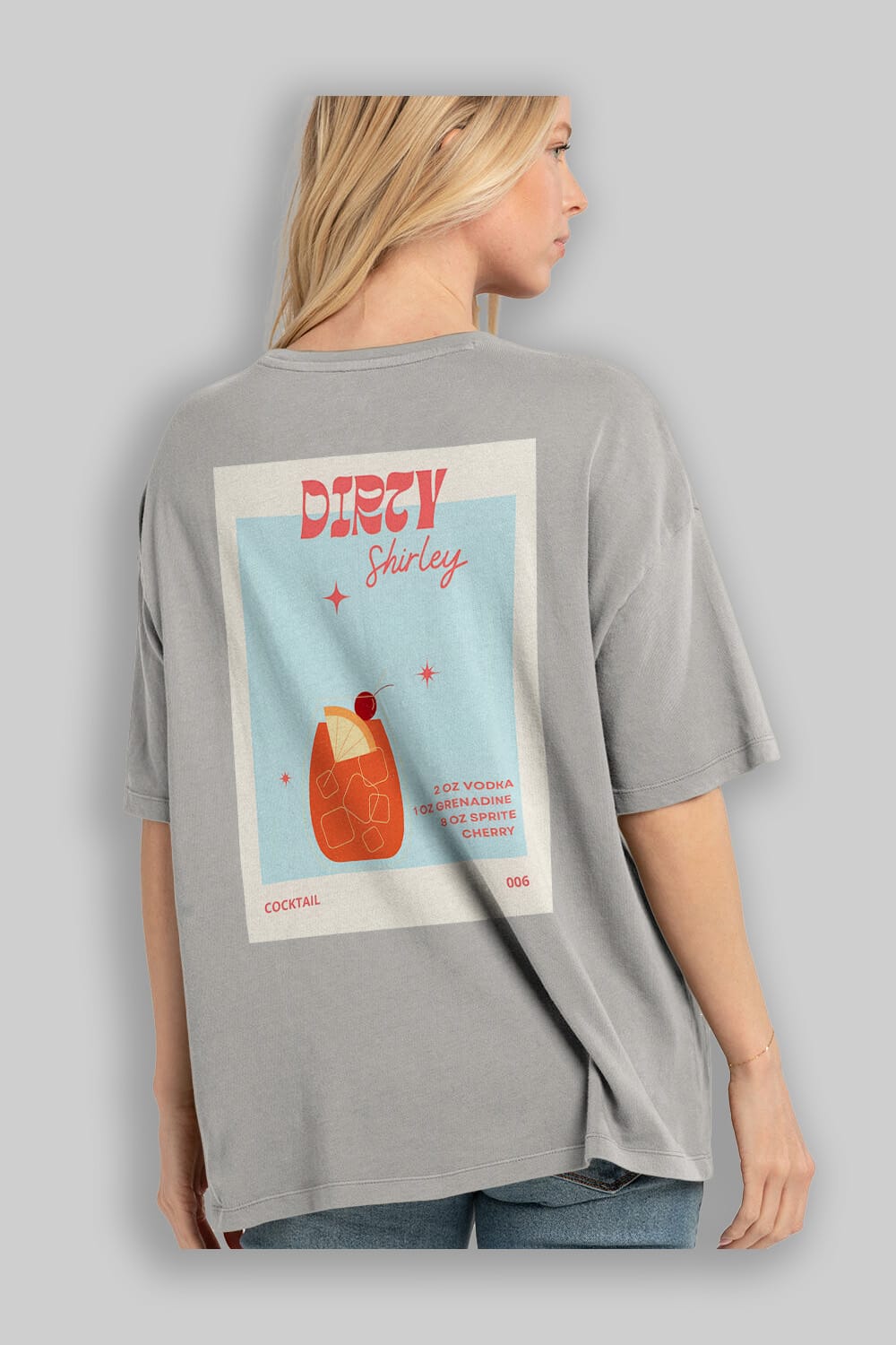 Dirty Shirley Arka Baskılı Oversize t-shirt Erkek Kadın Unisex %100 Pamuk Bisiklet Yaka tişort