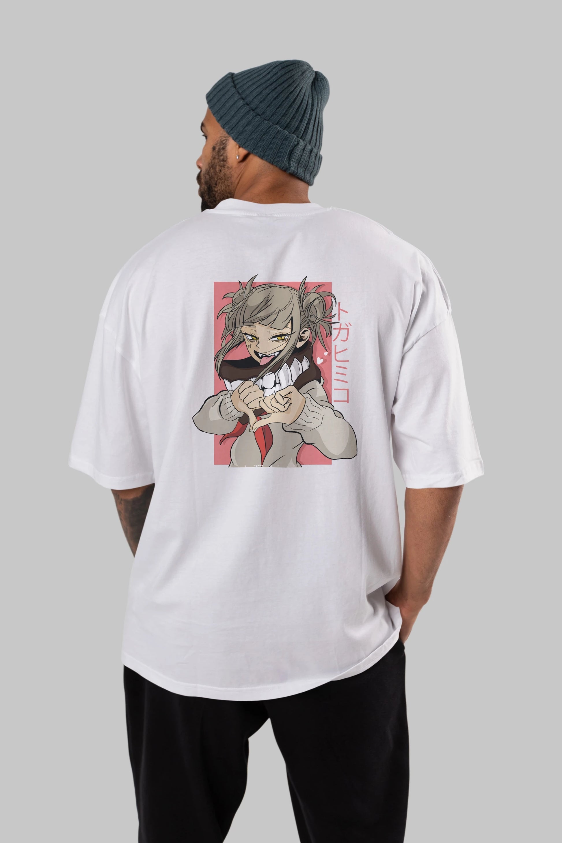 Himiko Toga Anime Arka Baskılı Oversize t-shirt Erkek Kadın Unisex