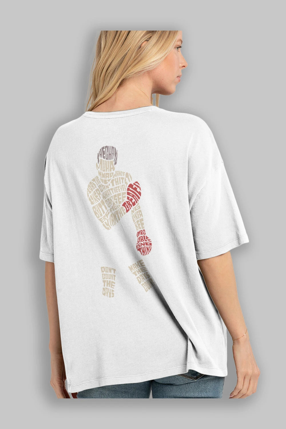 The Champ Muhammad Ali Arka Baskılı Oversize t-shirt %100 pamuk Erkek Kadın Unisex