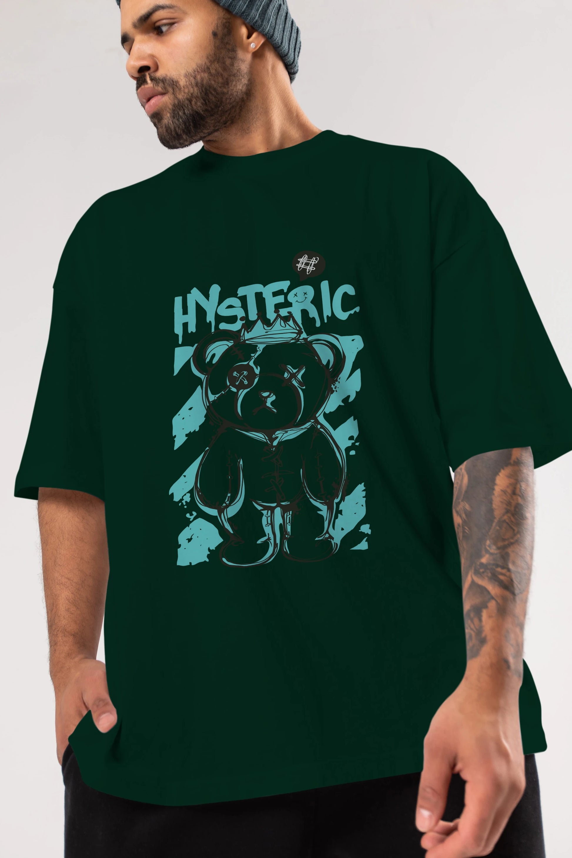 Hysteric Bear Ön Baskılı Oversize t-shirt Erkek Kadın Unisex