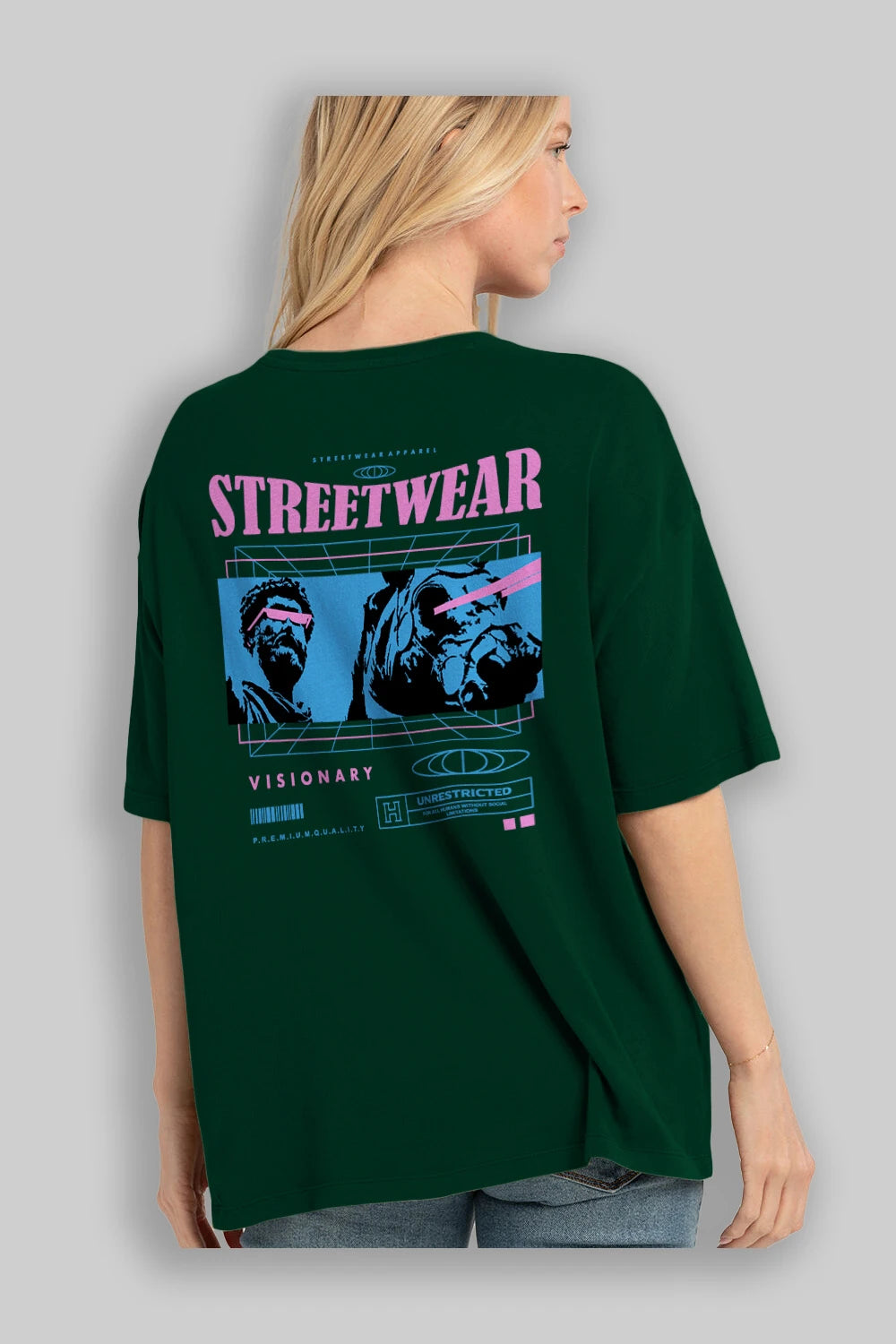 Streetwear Visionary Arka Baskılı Oversize t-shirt Erkek Kadın Unisex