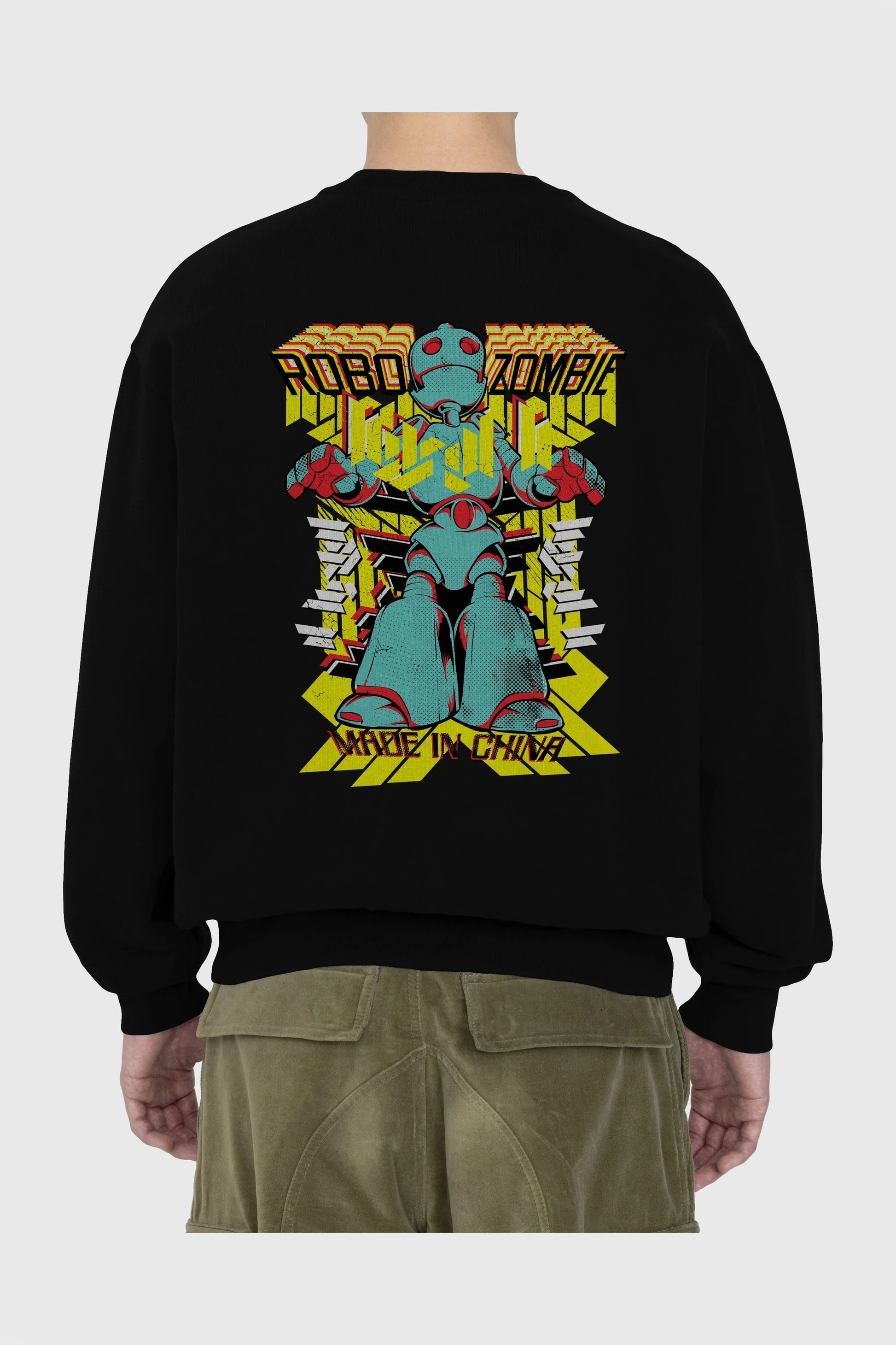 Robo Zombie Arka Baskılı Oversize Sweatshirt Erkek Kadın Unisex