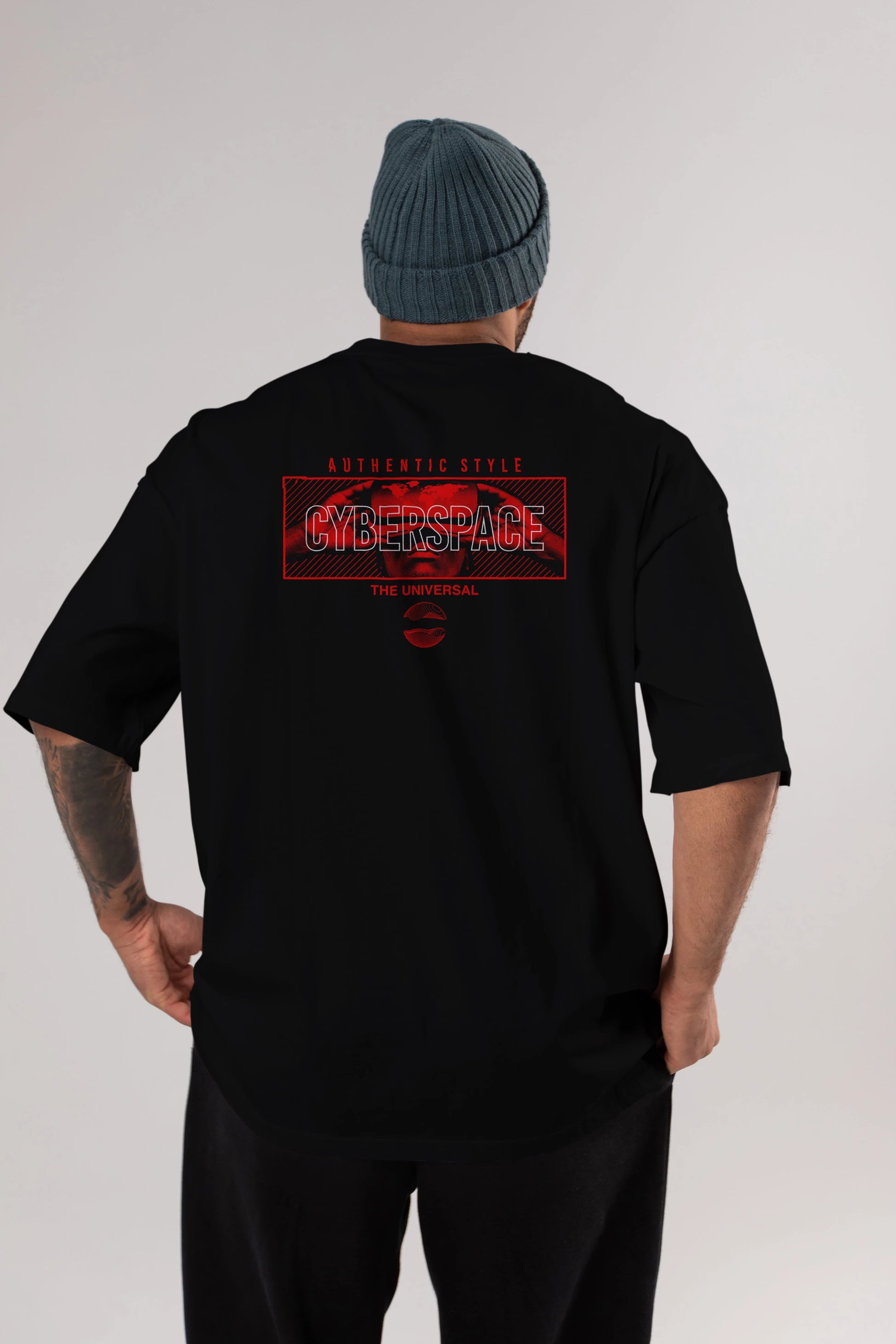 Cyberspace Arka Baskılı Oversize t-shirt Erkek Kadın Unisex