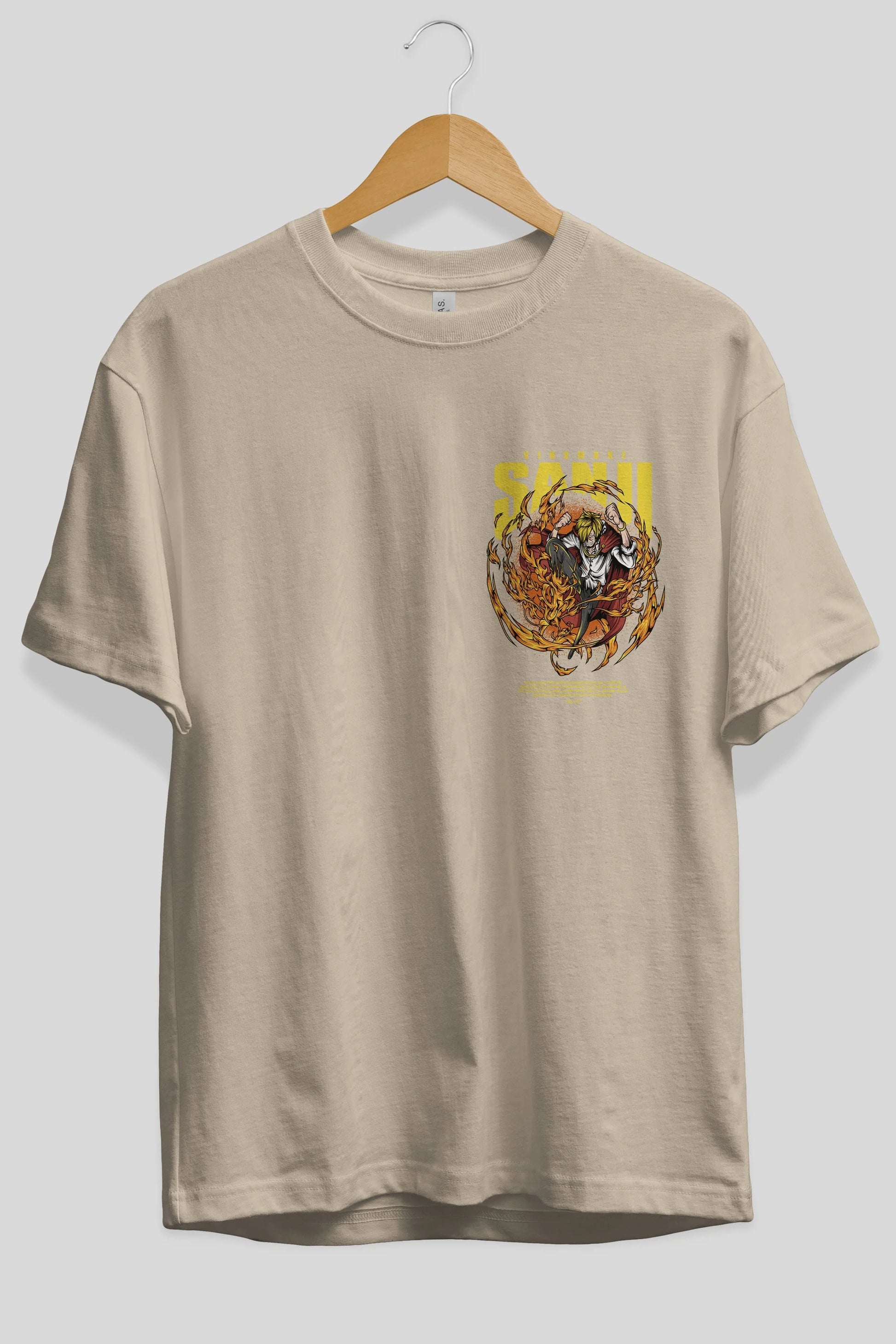 Vinsmoke Sanji Ön Sol Baskılı Oversize t-shirt Erkek Kadın Unisex %100 Pamuk Bisiklet Yaka tişort