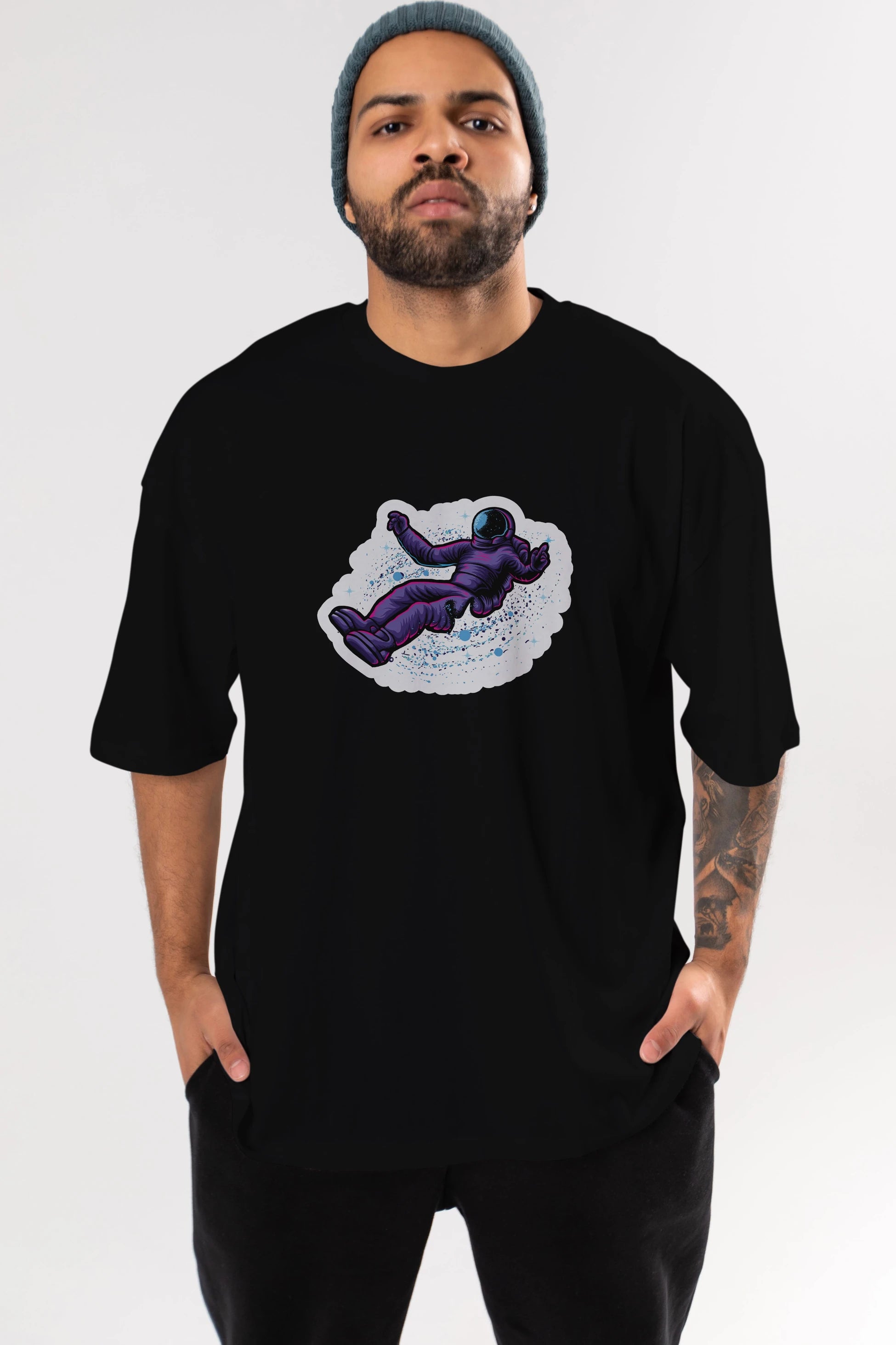 Having fun in outer space sticker Ön Baskılı Oversize t-shirt Erkek Kadın Unisex