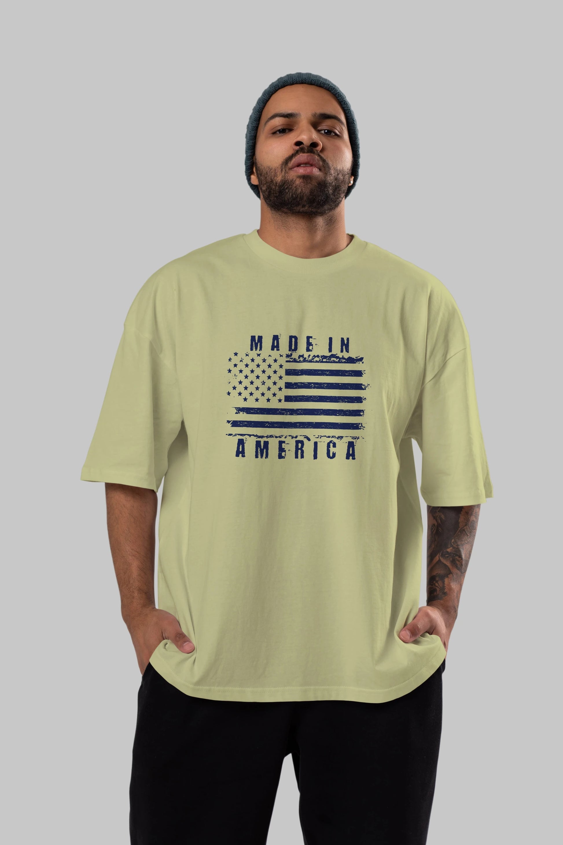 Made in America Ön Baskılı Oversize t-shirt Erkek Kadın Unisex