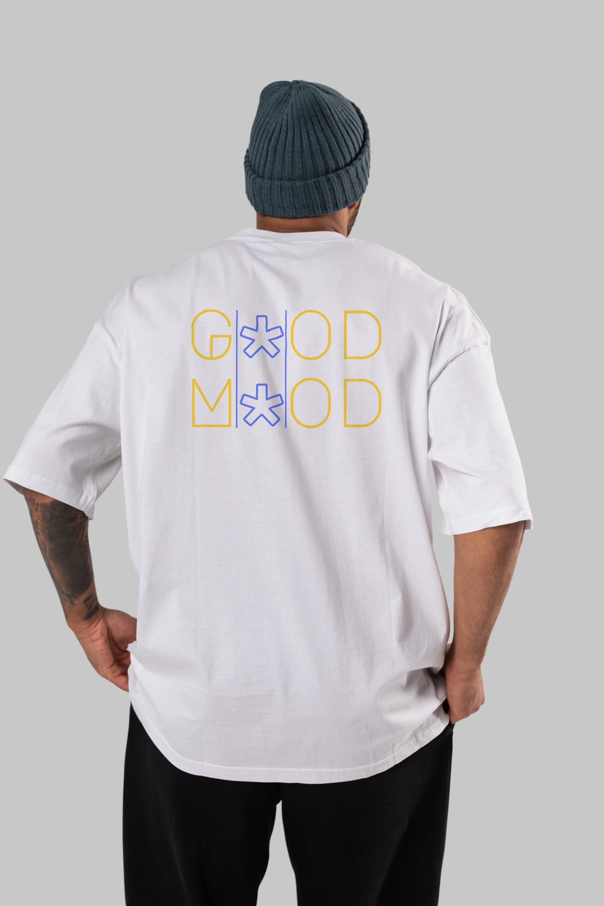 Good Mood Yazılı Arka Baskılı Oversize t-shirt Erkek Kadın Unisex