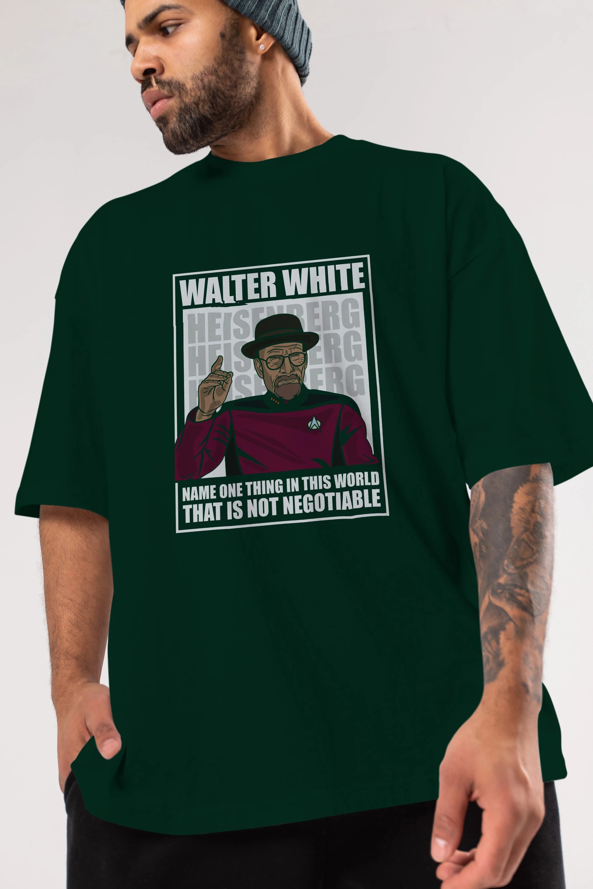 Captain Pixard Heisenberg Ön Baskılı Oversize t-shirt Erkek Kadın Unisex %100 Pamuk tişort