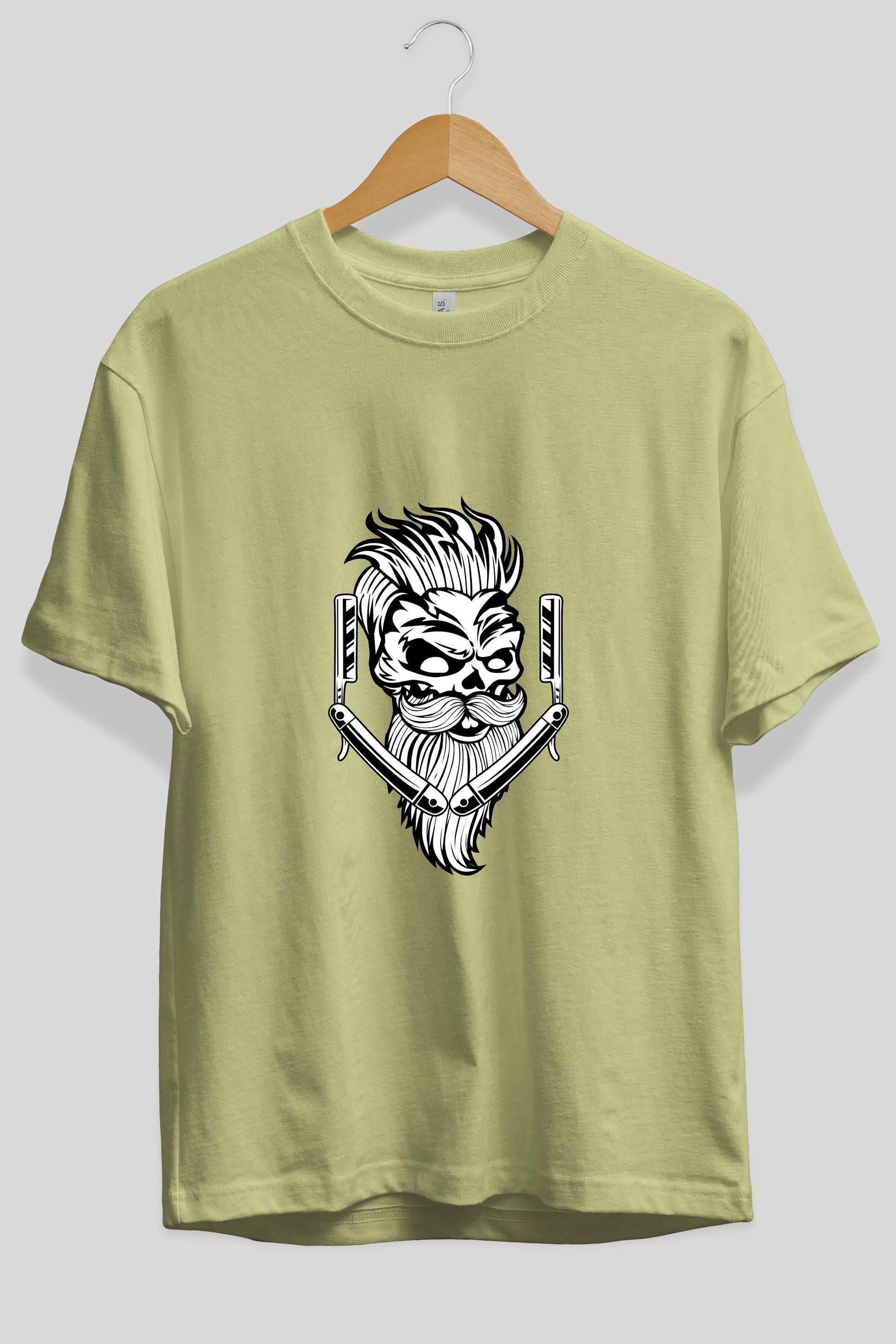 Skull Beard Ön Baskılı Oversize t-shirt Erkek Kadın Unisex %100 Pamuk tişort