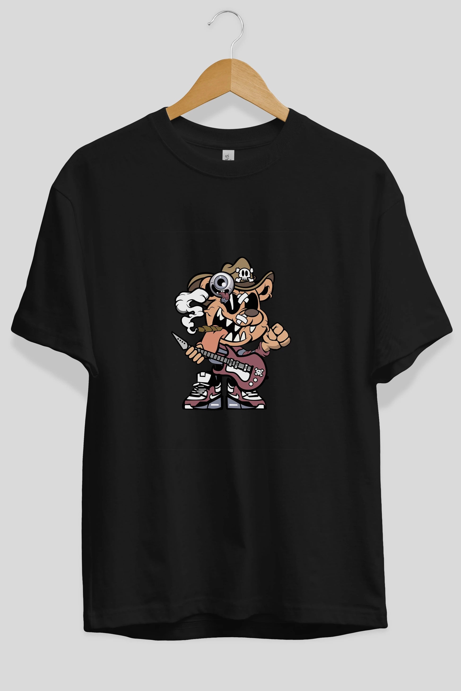 Freddy Bear Ön Baskılı Oversize t-shirt Erkek Kadın Unisex %100 Pamuk tişort