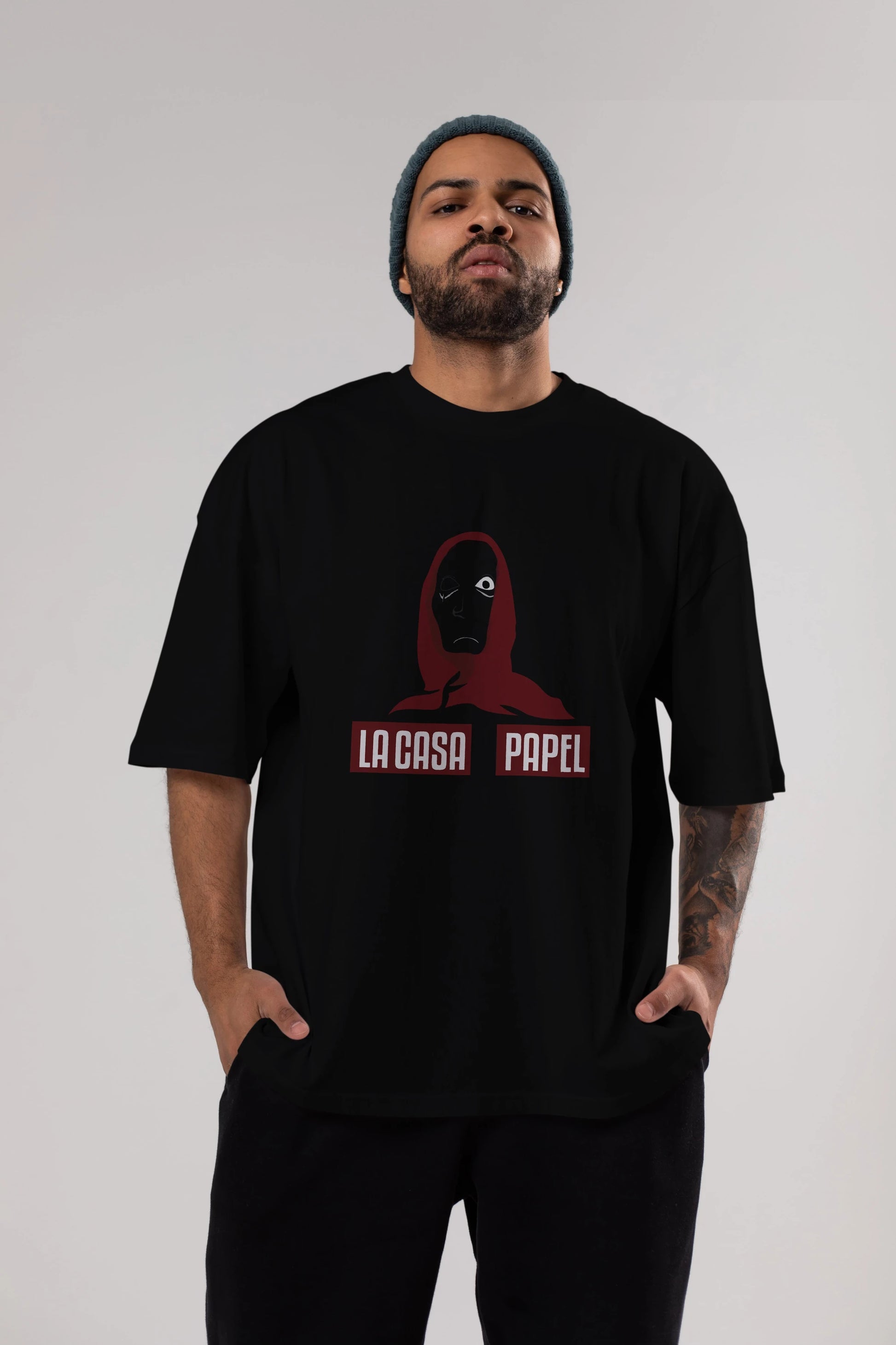La Casa De Papel (1) Ön Baskılı Oversize t-shirt Erkek Kadın Unisex %100 Pamuk Bisiklet Yaka tişort