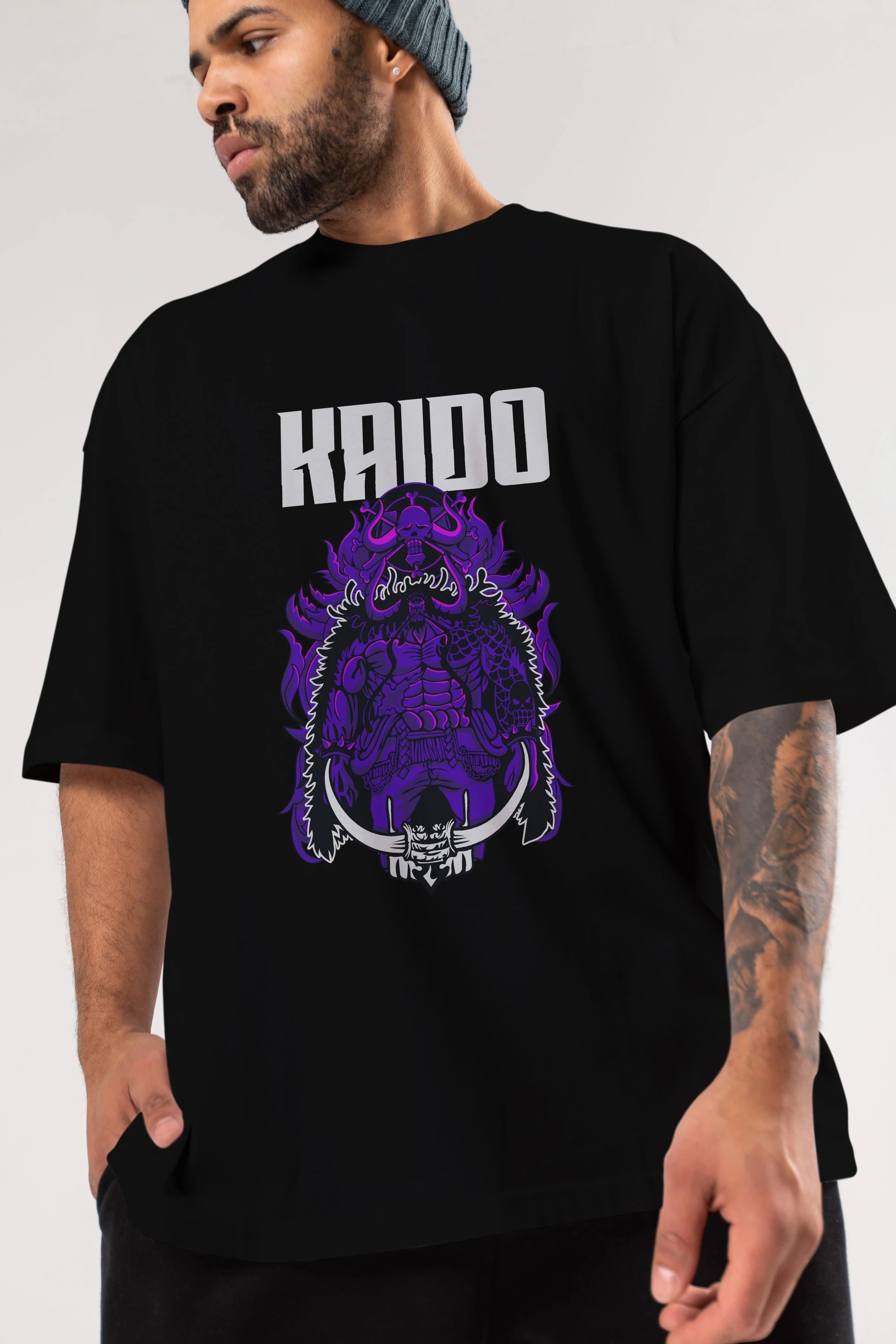 Kaido Anime Ön Baskılı Oversize t-shirt Erkek Kadın Unisex