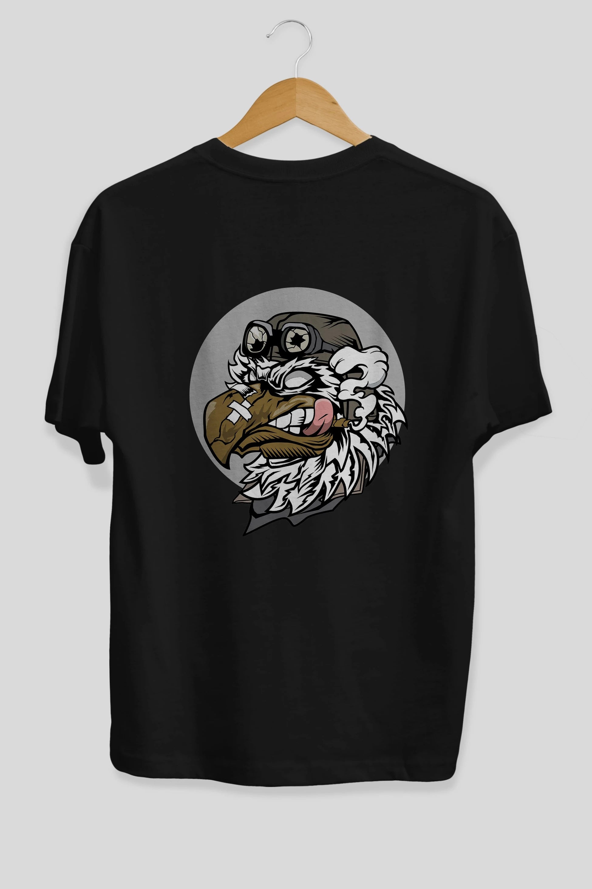 Bird Pilot Arka Baskılı Oversize t-shirt Erkek Kadın Unisex %100 Pamuk tişort