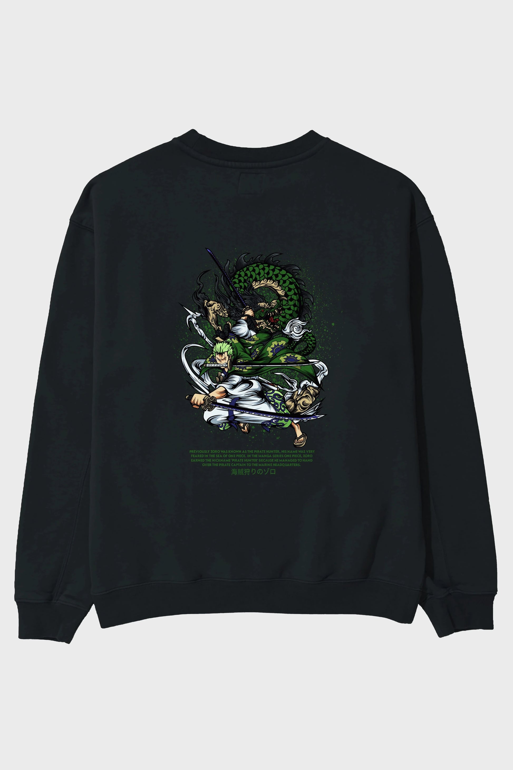 Zoro Anime Arka Baskılı Oversize Sweatshirt Erkek Kadın Unisex