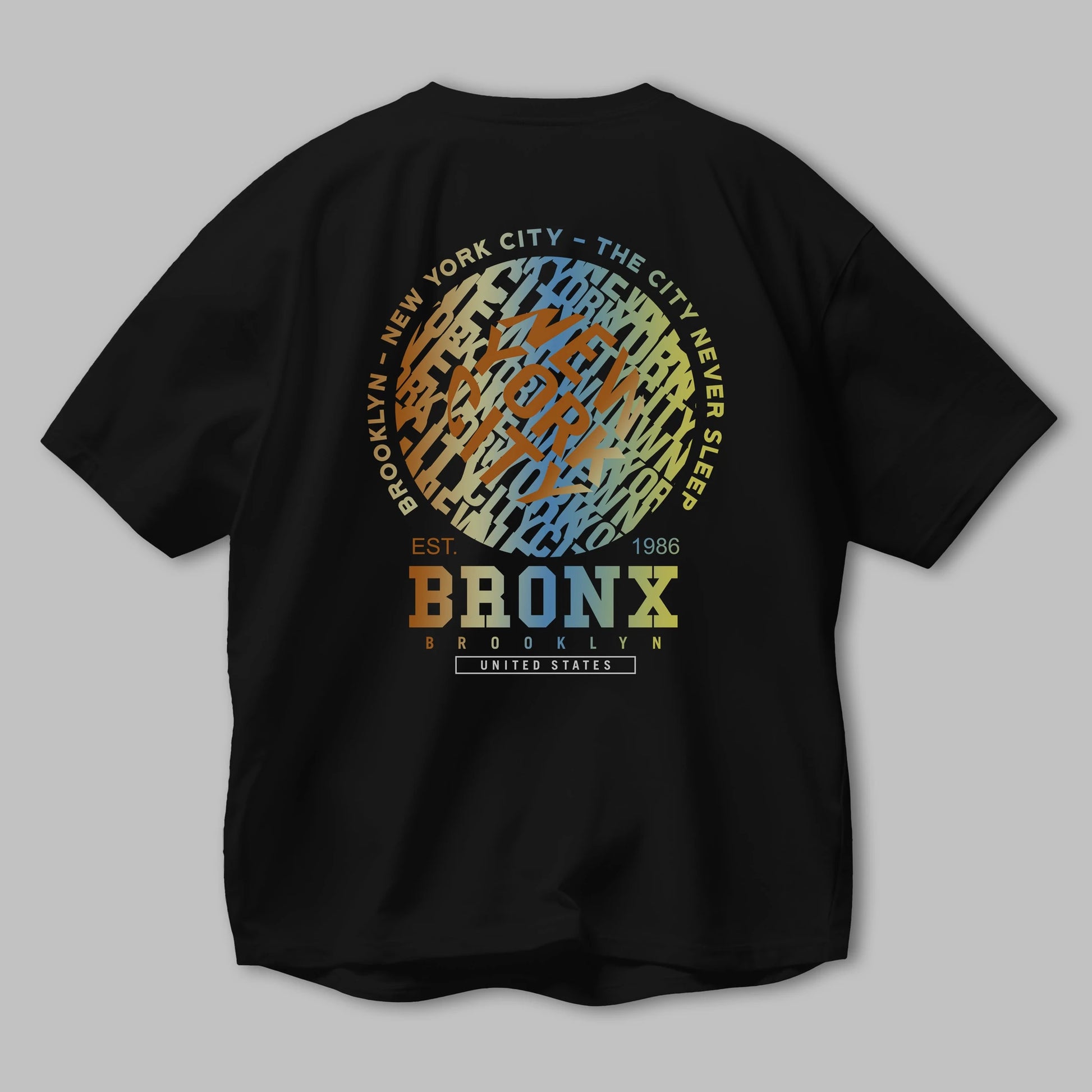 Brooklyn and New York City Arka Baskılı Oversize t-shirt Erkek Kadın Unisex