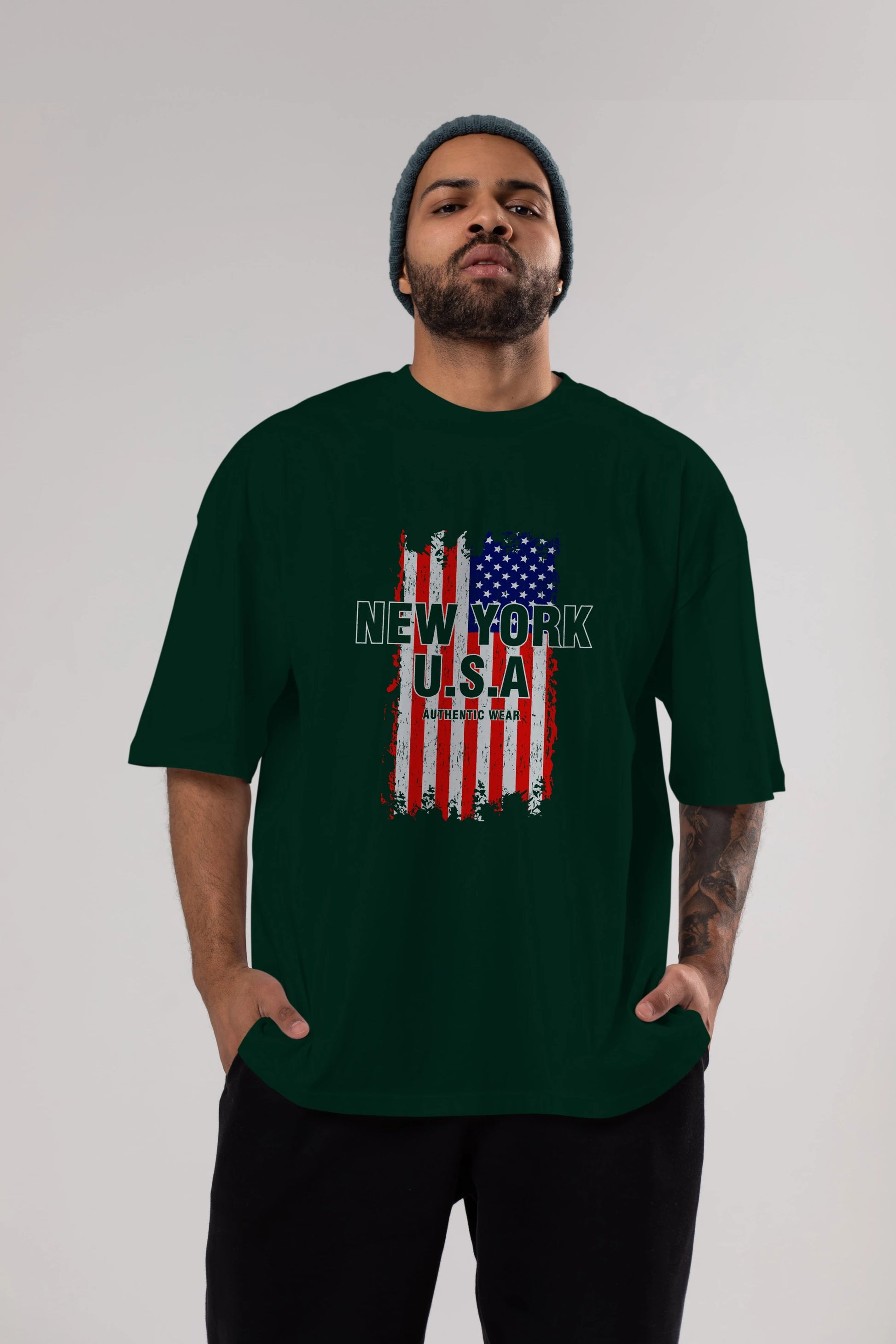 New York Usa Ön Baskılı Oversize t-shirt Erkek Kadın Unisex
