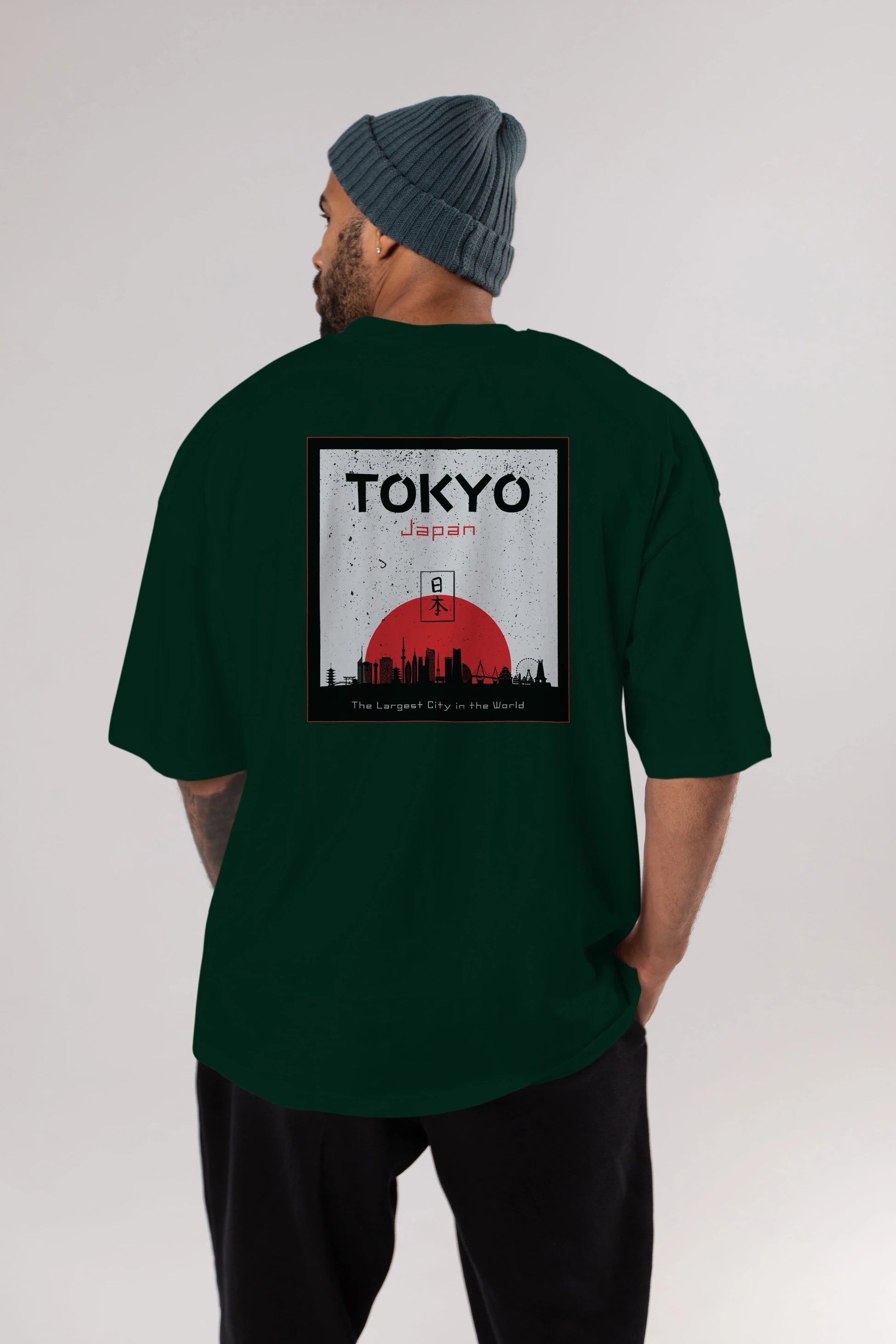 Tokyo Japan Yazılı Arka Baskılı Oversize t-shirt Erkek Kadın Unisex