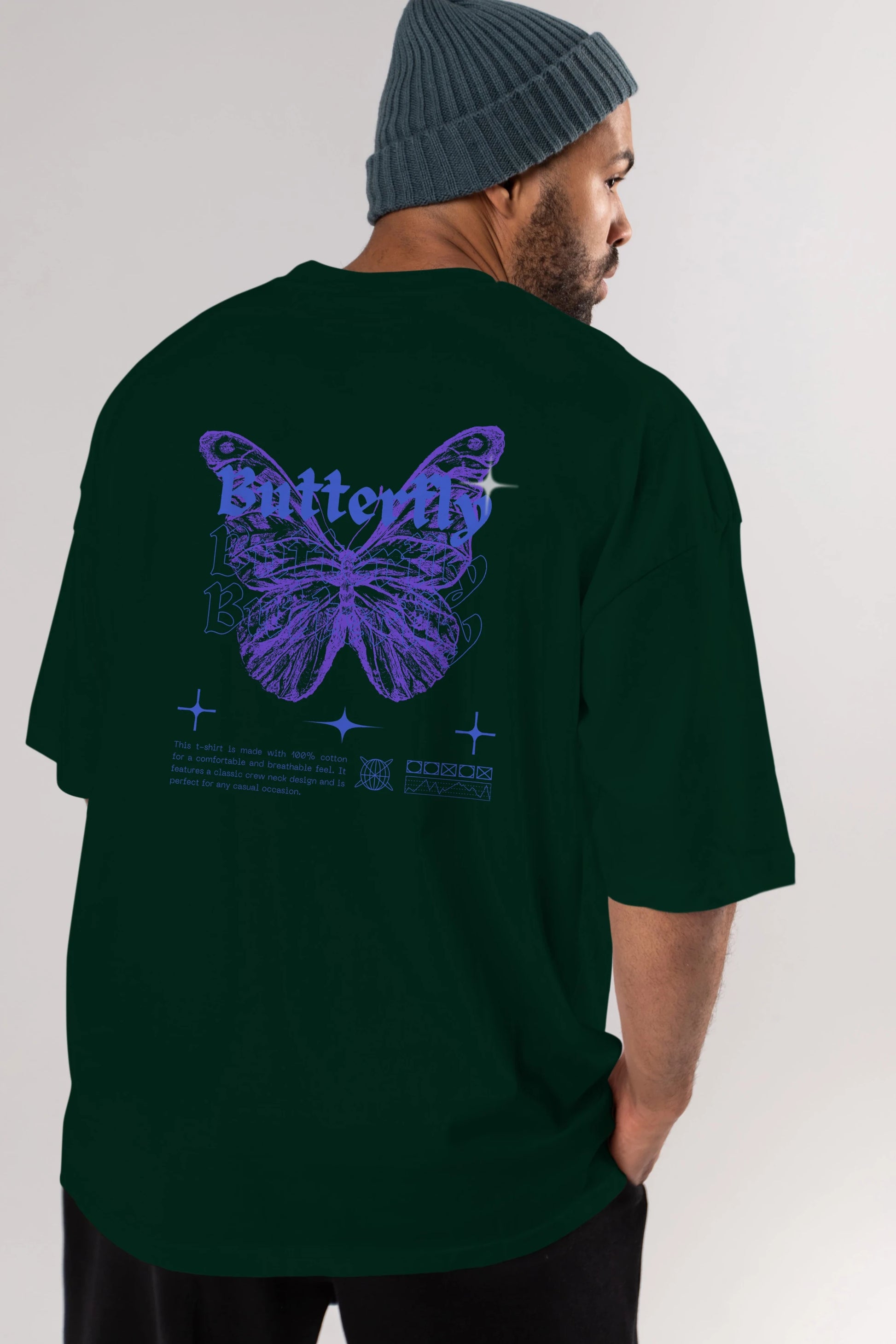 Butterfly Streetwear Arka Baskılı Oversize t-shirt Erkek Kadın Unisex