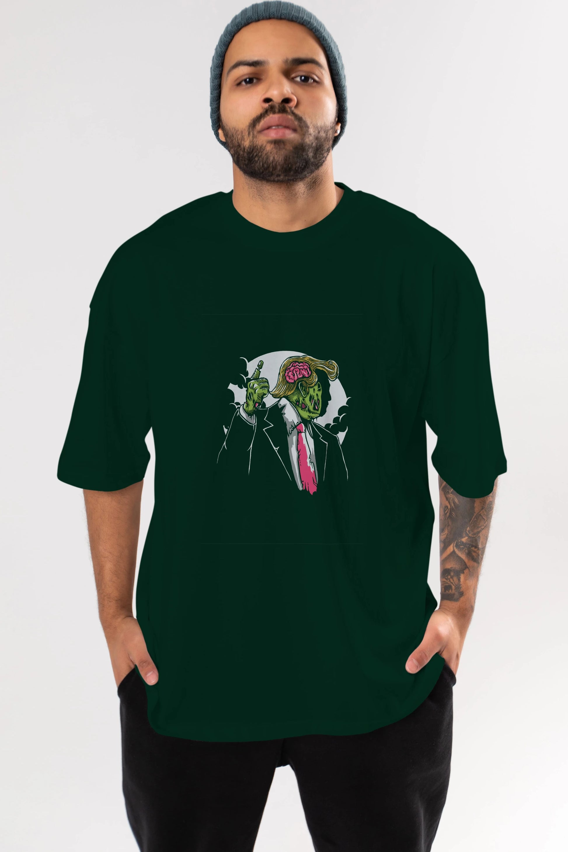 Make Zombie Great Again Ön Baskılı Oversize t-shirt Erkek Kadın Unisex %100 Pamuk tişort