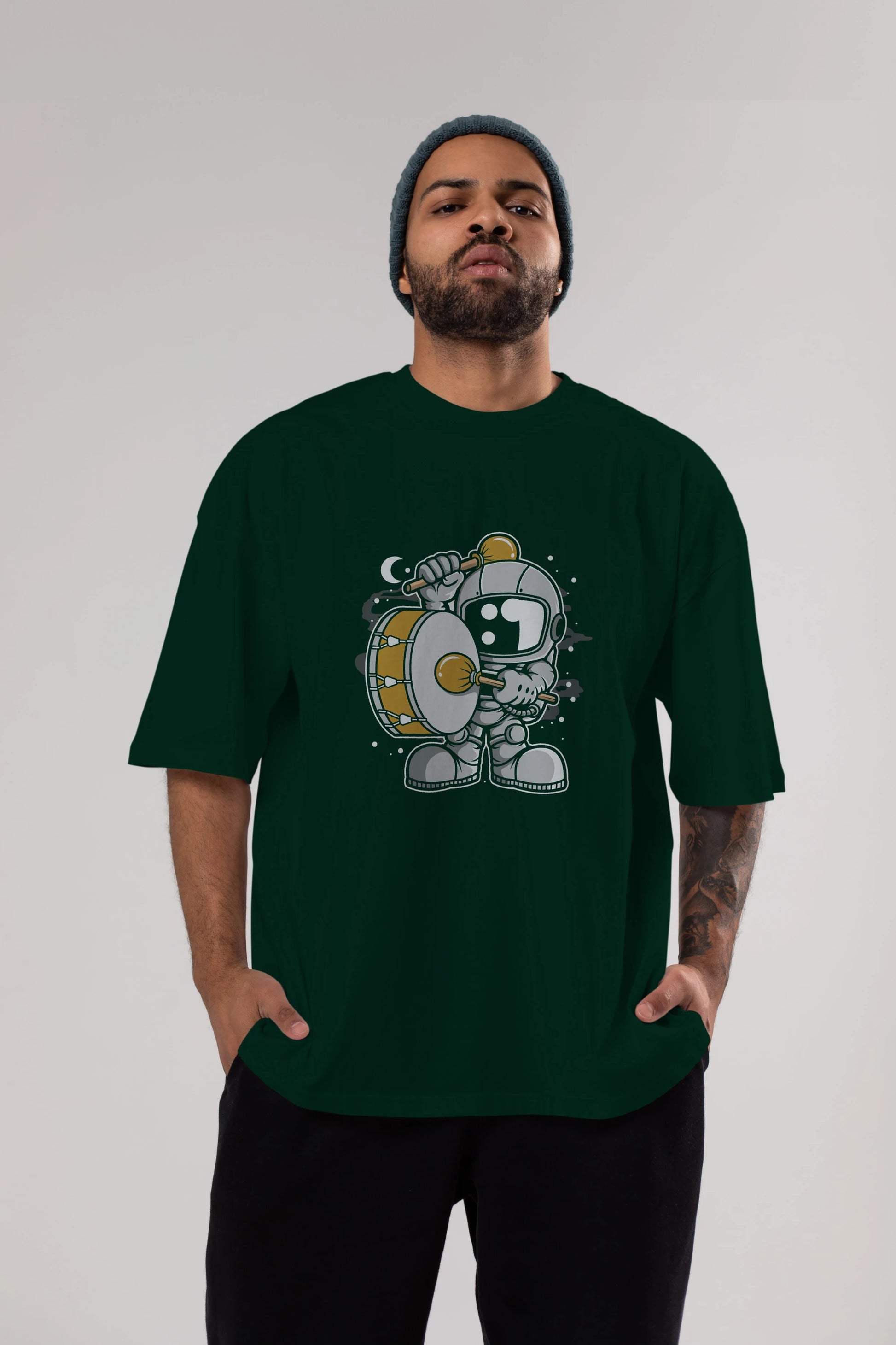 Astronaut Marching Band Ön Baskılı Oversize t-shirt Erkek Kadın Unisex