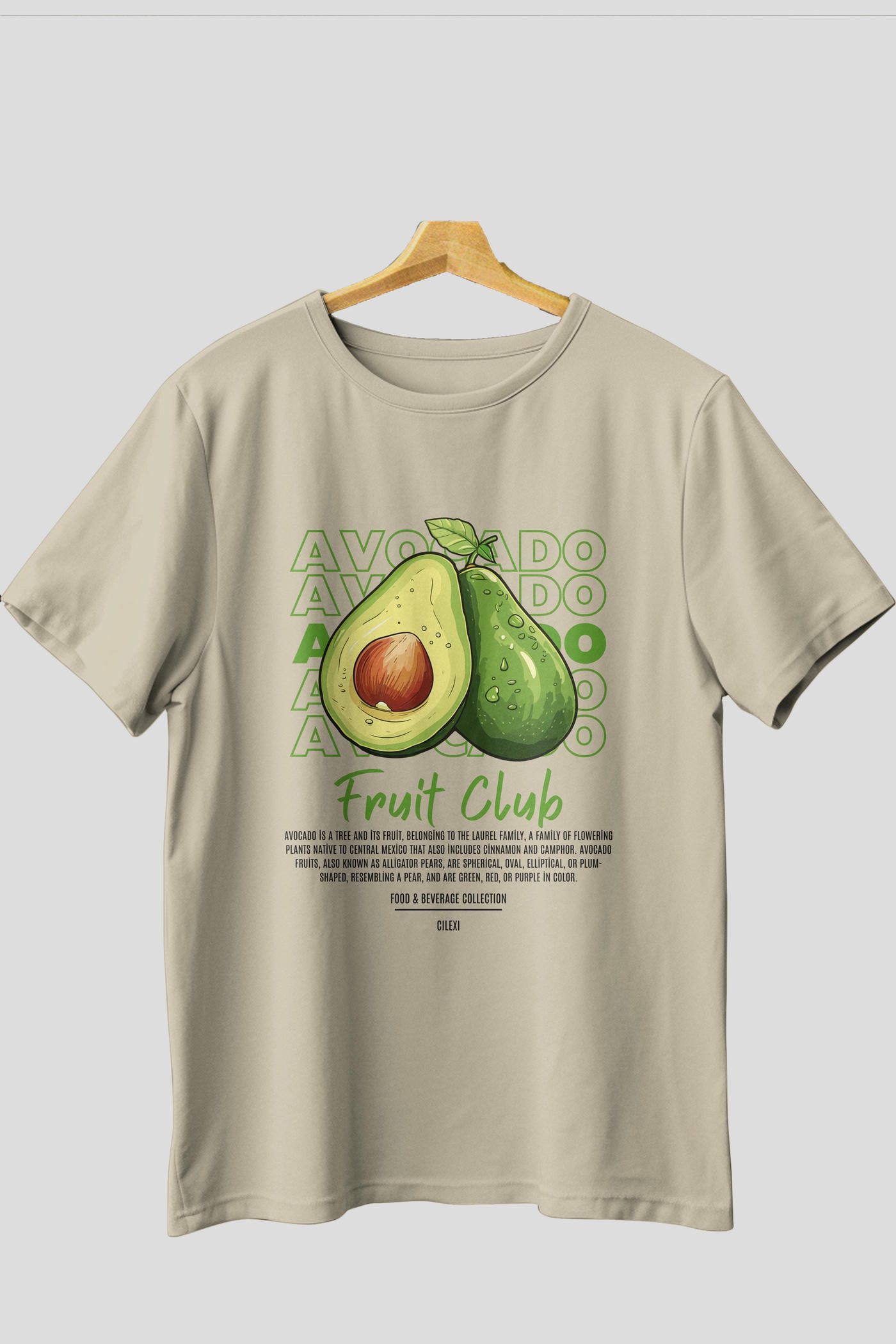 Avocado Ön Baskılı Oversize t-shirt Erkek Kadın Pamuk Bisiklet Yaka tişort