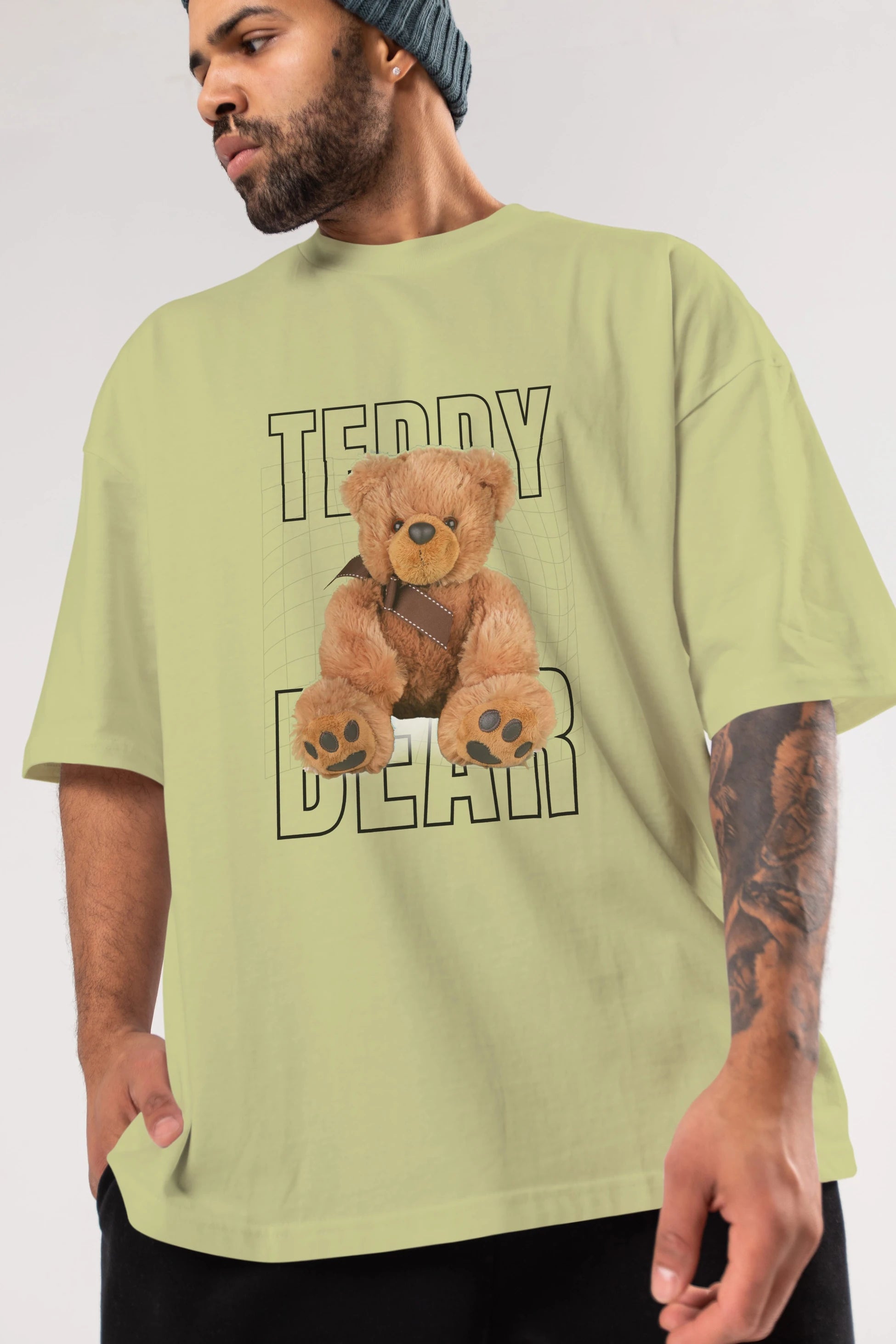 Teddy Bear Yazılı Ön Baskılı Oversize t-shirt Erkek Kadın Unisex