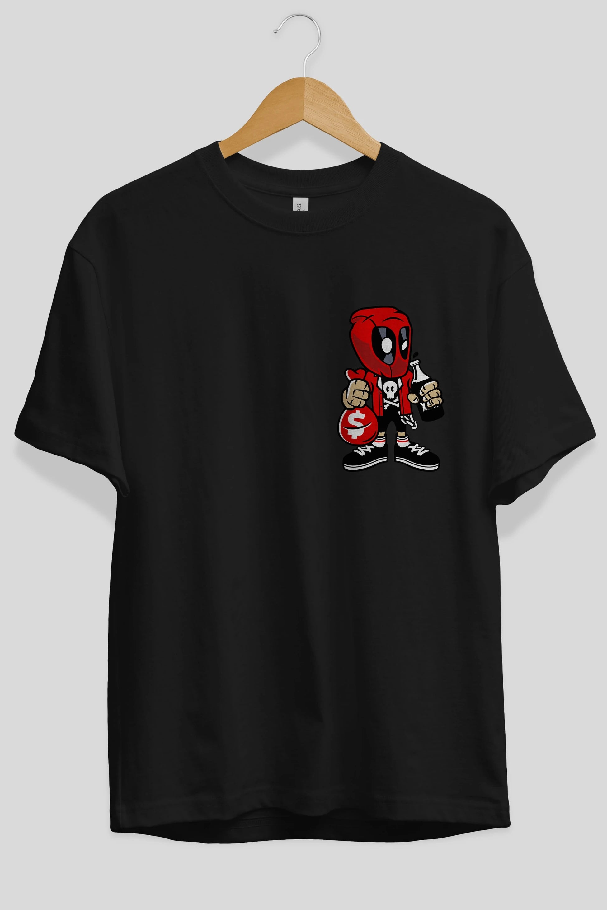 Deadpool (20) Ön Sol Baskılı Oversize t-shirt Erkek Kadın Unisex %100 Pamuk Bisiklet Yaka tişort
