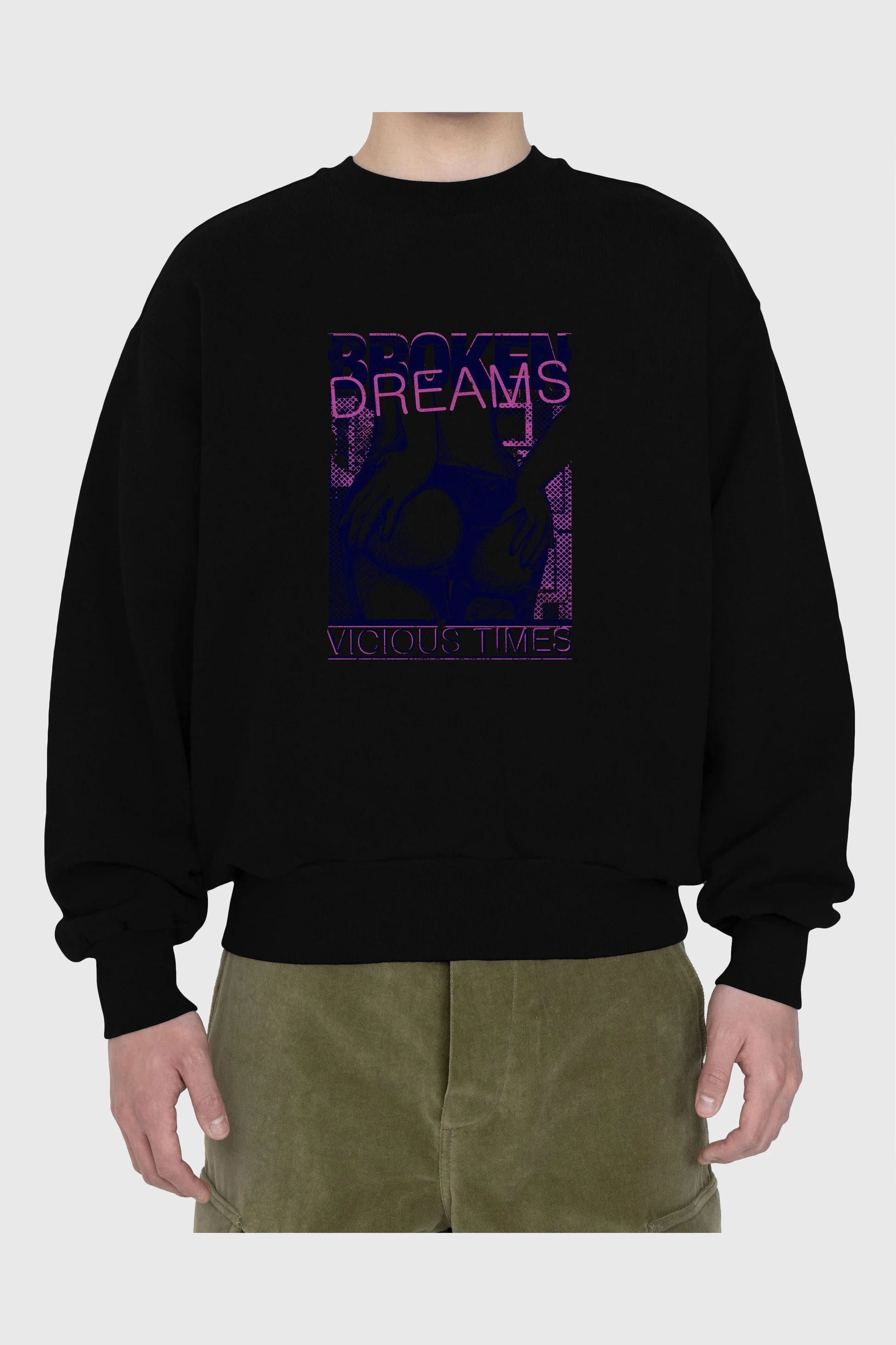 Broken Dreams Ön Baskılı Oversize Sweatshirt Erkek Kadın Unisex